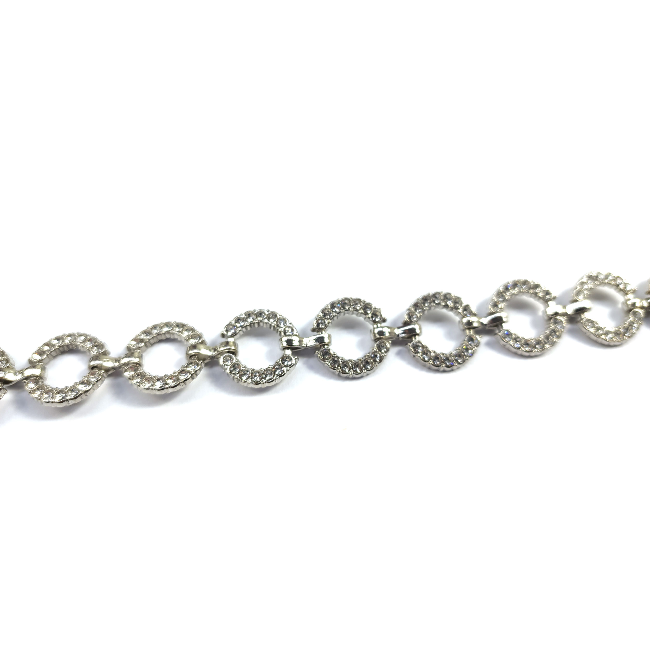 Catena con Cerchi Strass Argento