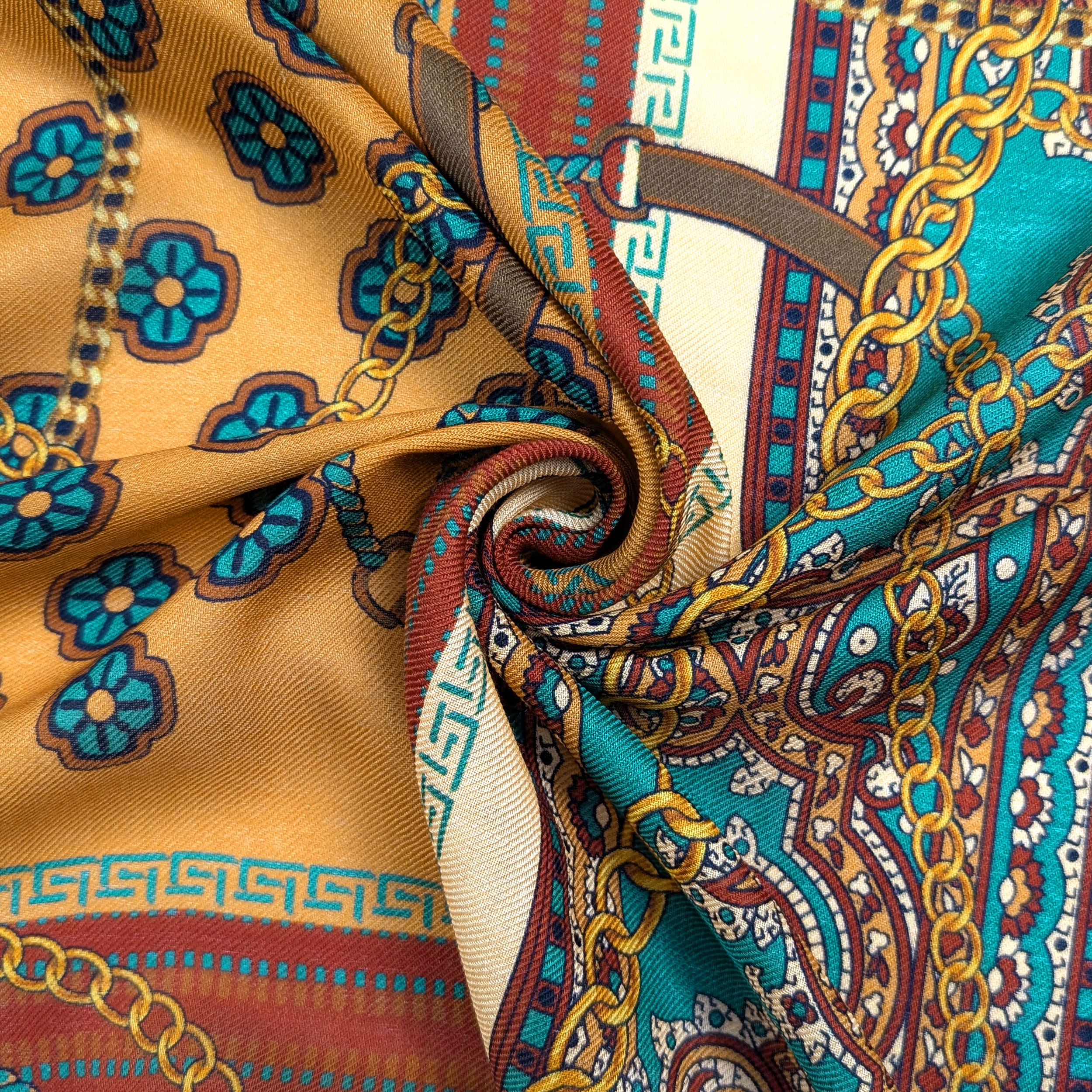 Pannello Lana e Seta Catene e Paisley 140x140 cm Image