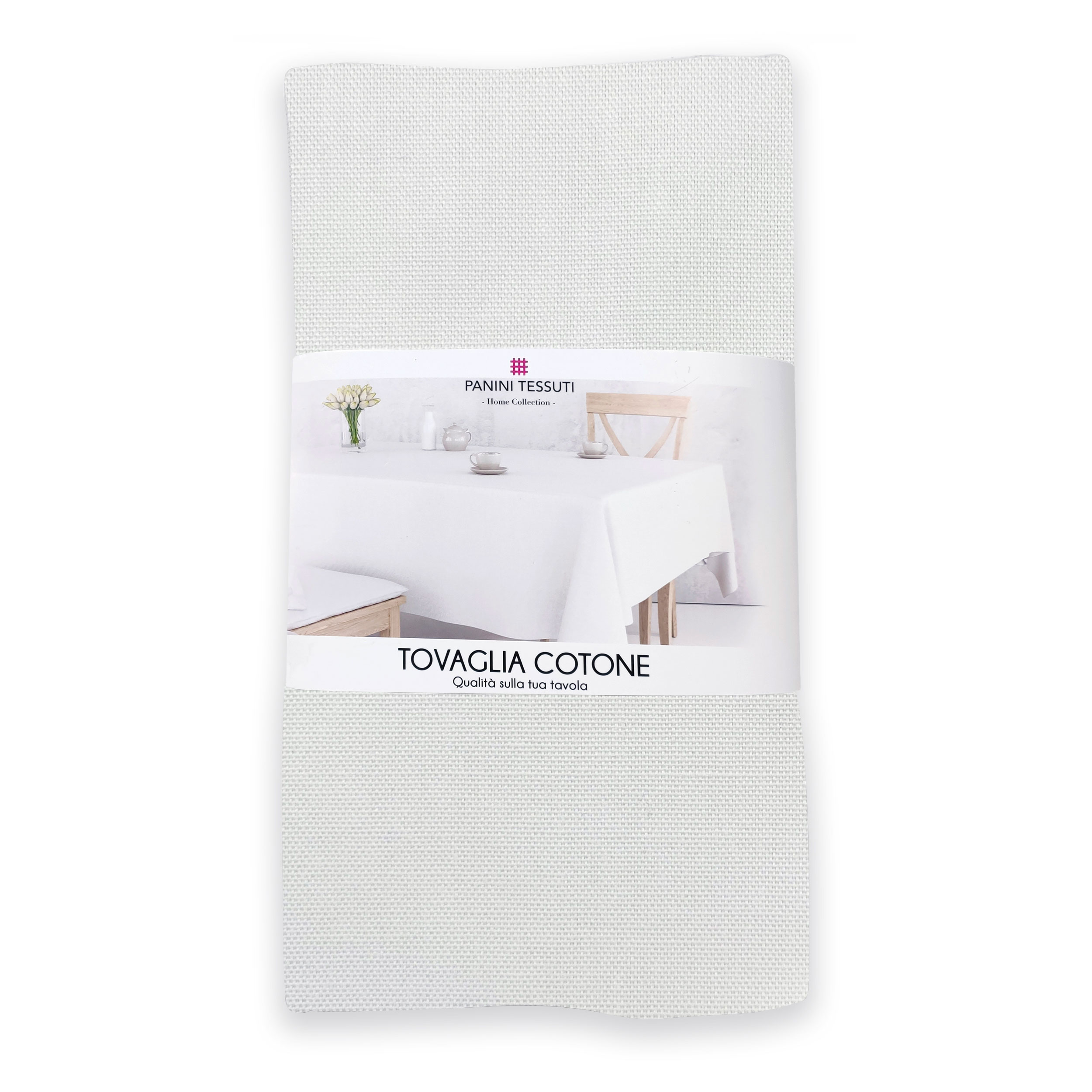 Tovaglia Confezionata Panama Puro Cotone Bianco Image