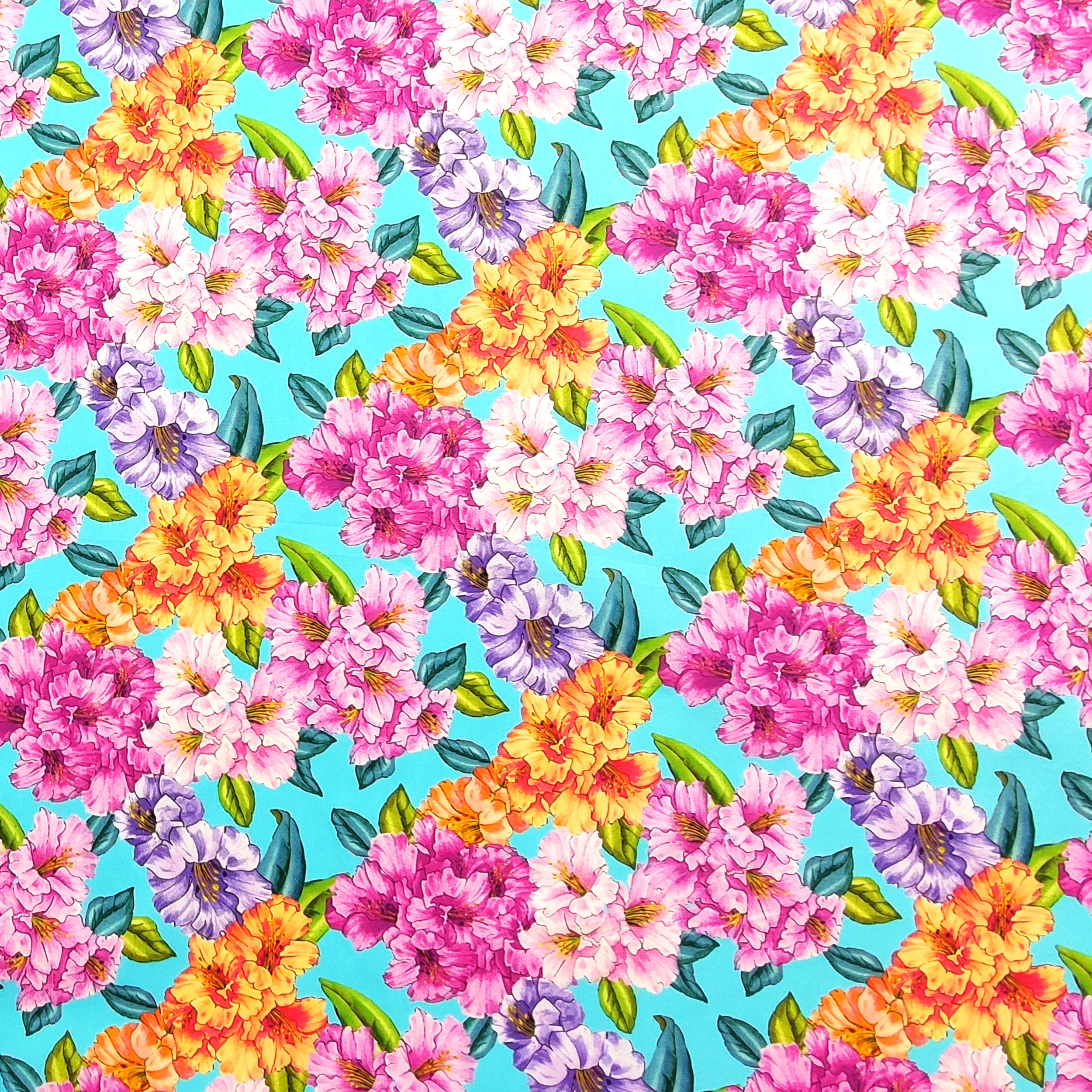 Cotone Elasticizzato Fantasia Fiori Grandi Colorati
