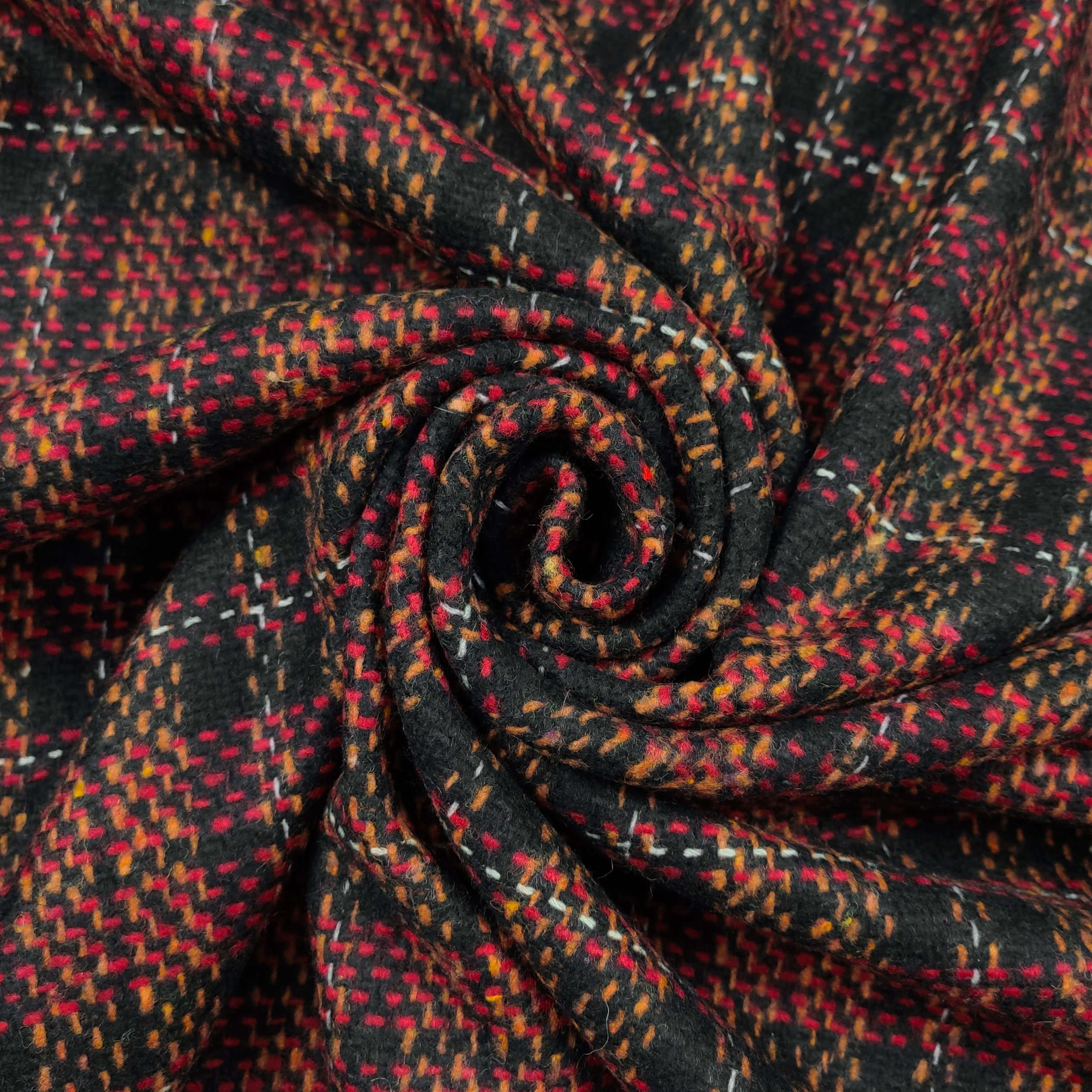 Tessuto Cappotto Intreccio Rosso