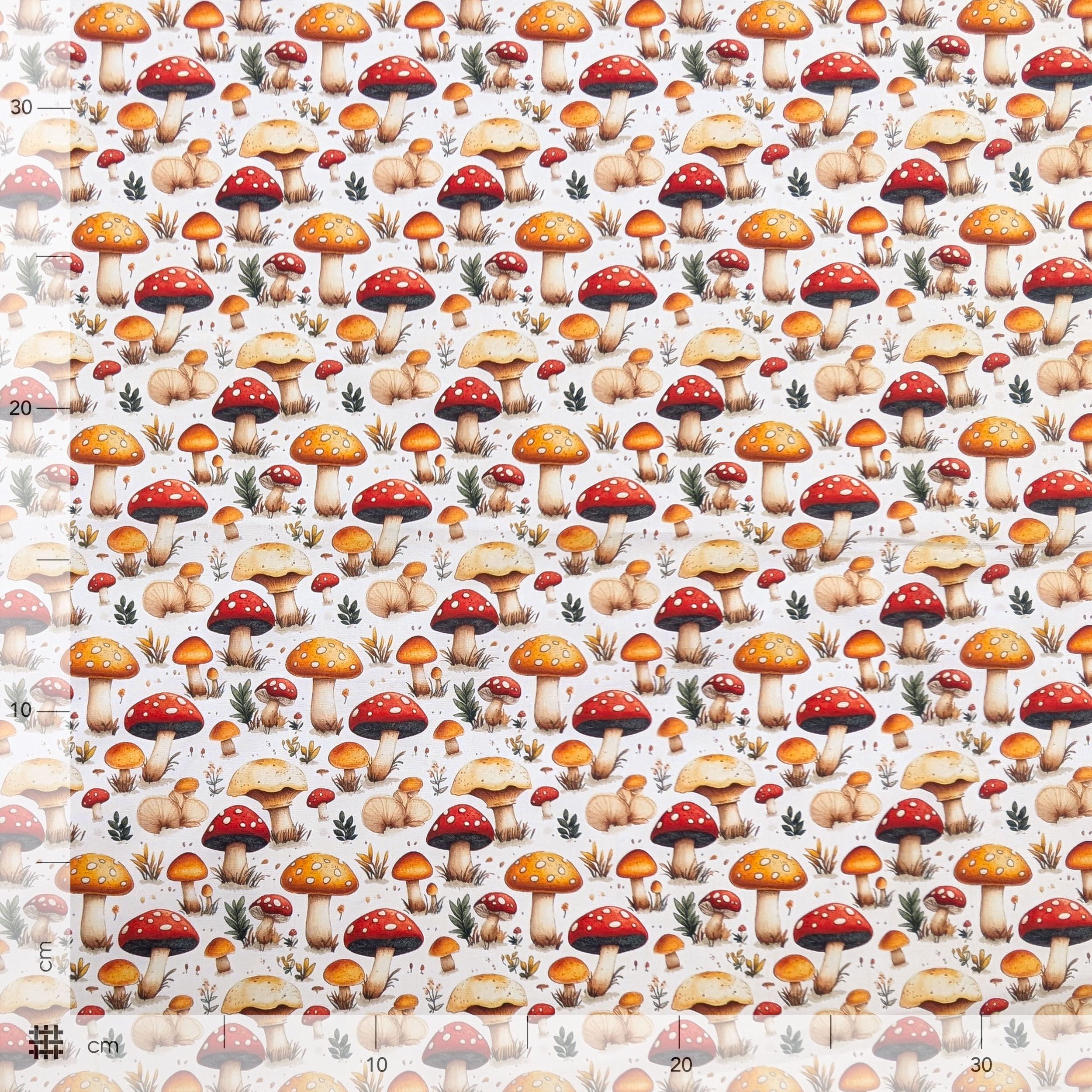 Popeline Cotone Funghi Sfondo Bianco Image