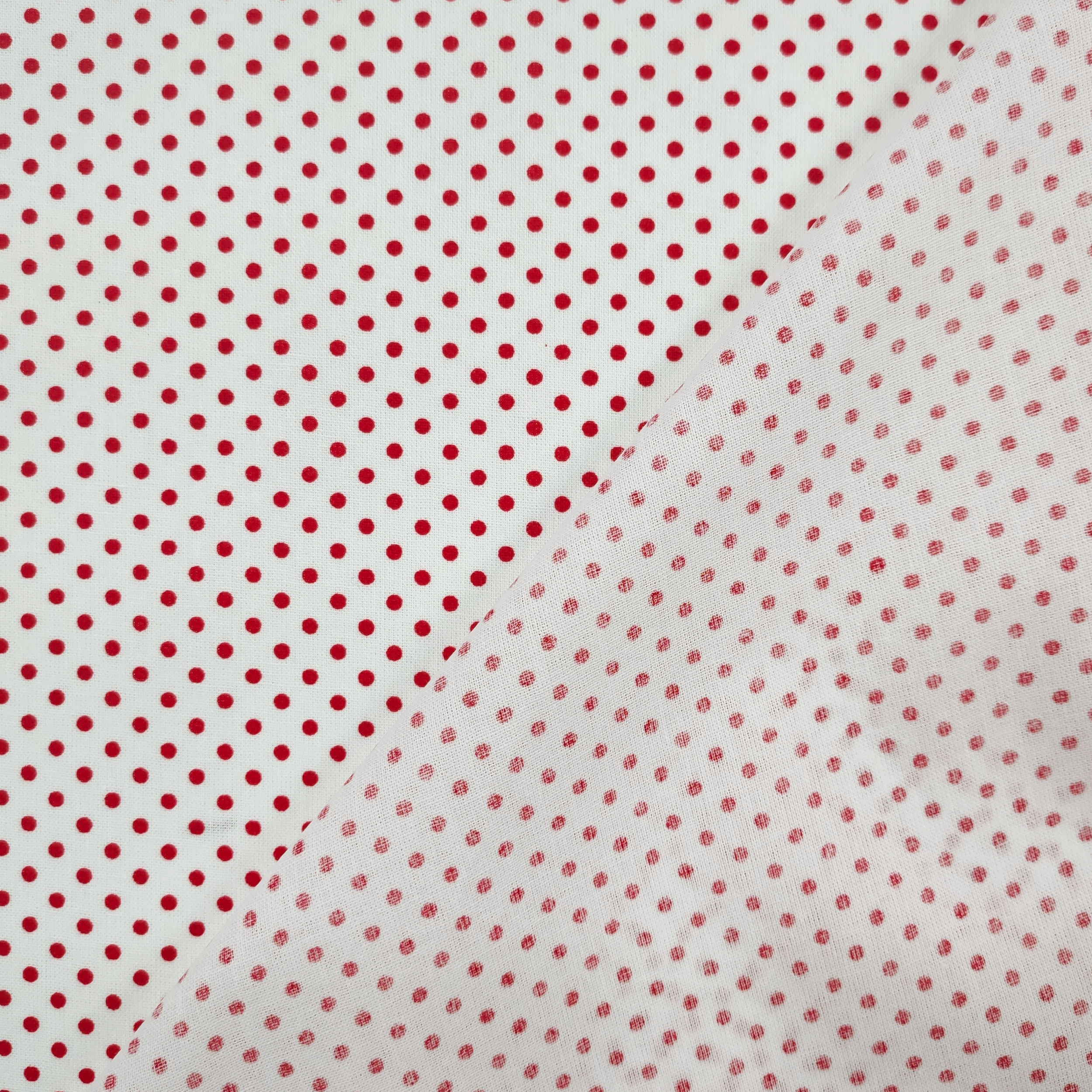 Tessuto Cotone a Pois Rossi Image