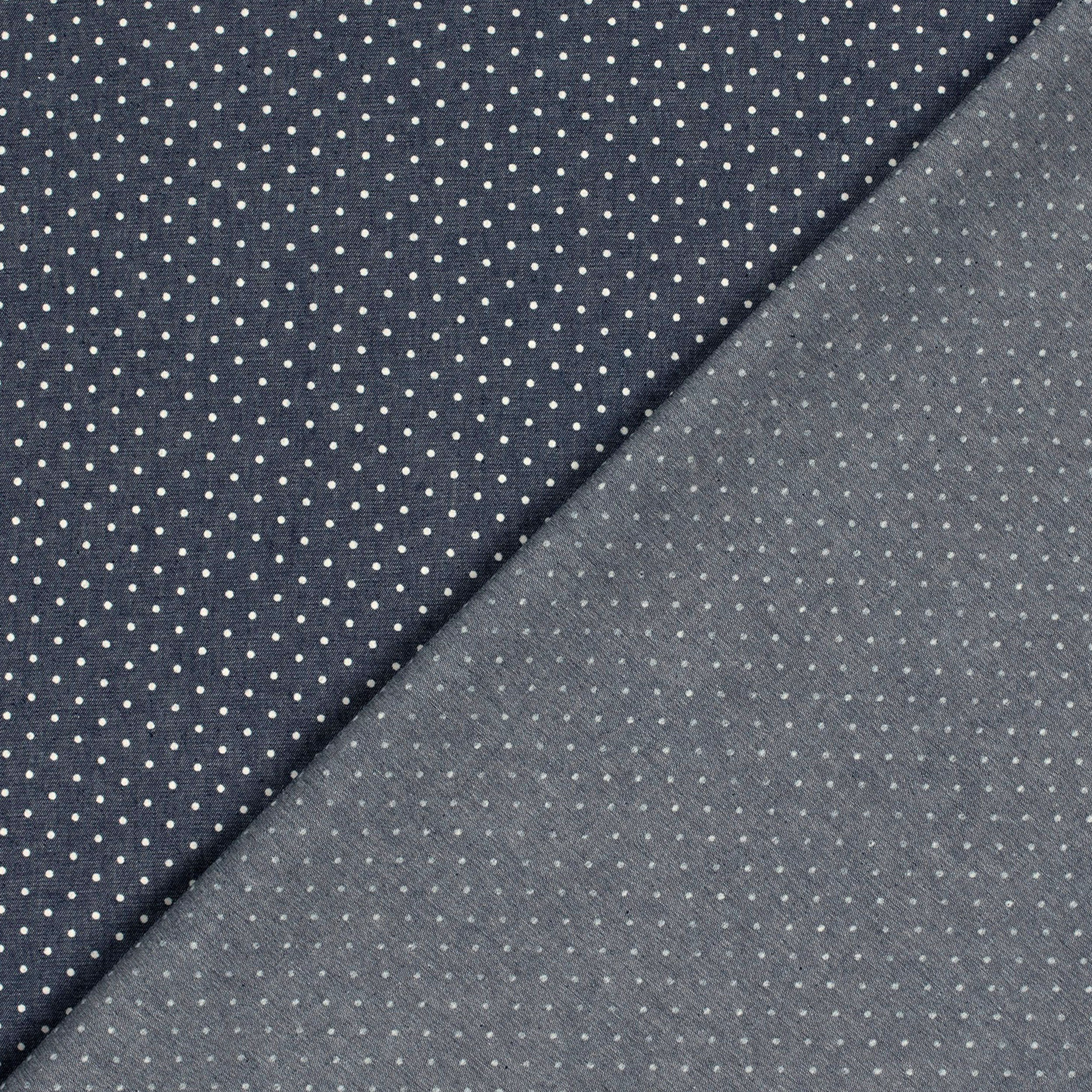 Jeans Leggero di Cotone Pois Bianchi