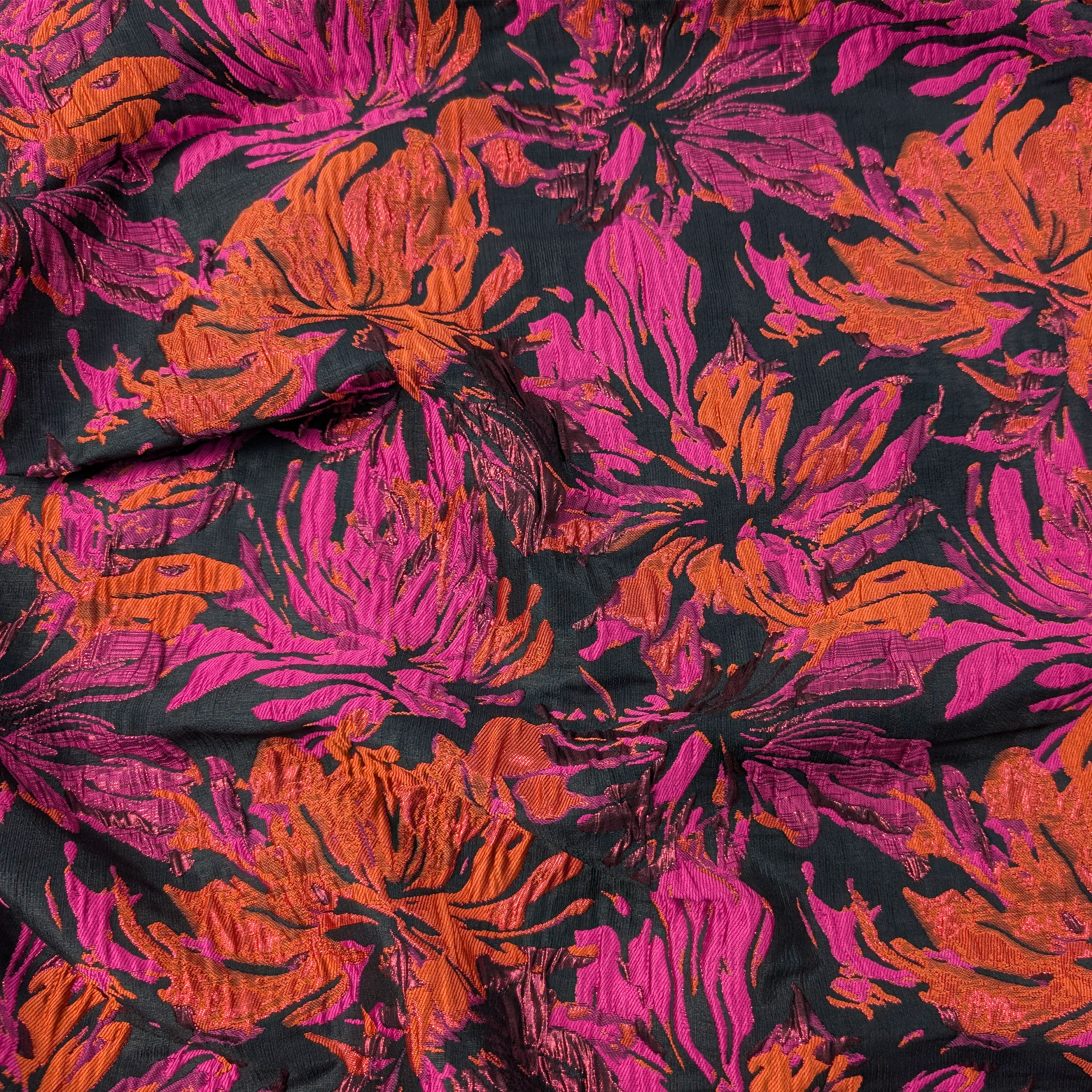 Broccato Moda Fantasia Floreale Fuxia Lurex Image