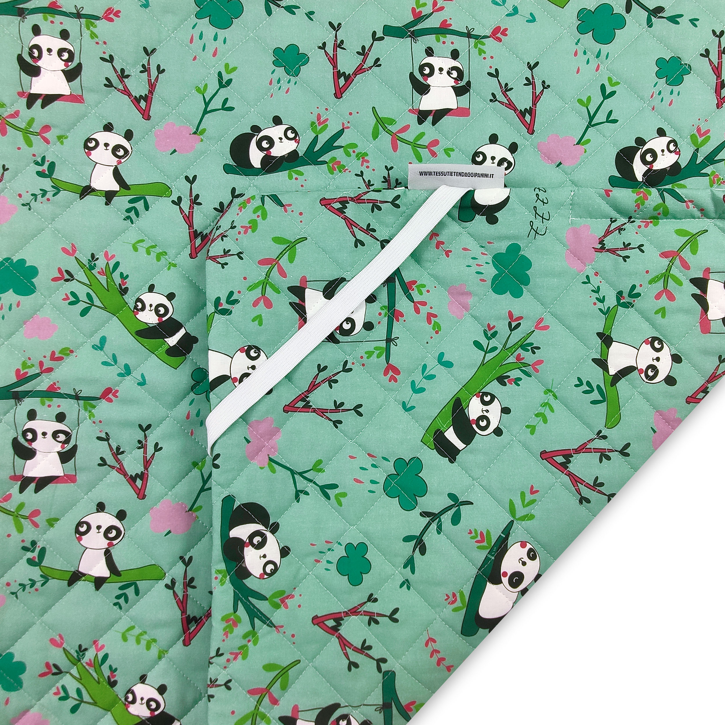 Sacco Nanna Fantasia Panda Sfondo Verde Menta