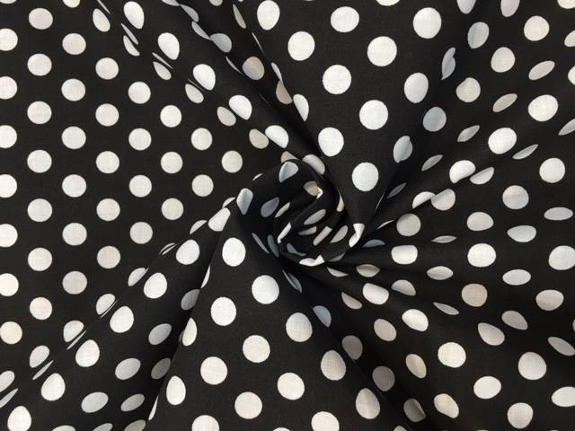 Tessuto Cotone Nero Pois Grandi Image
