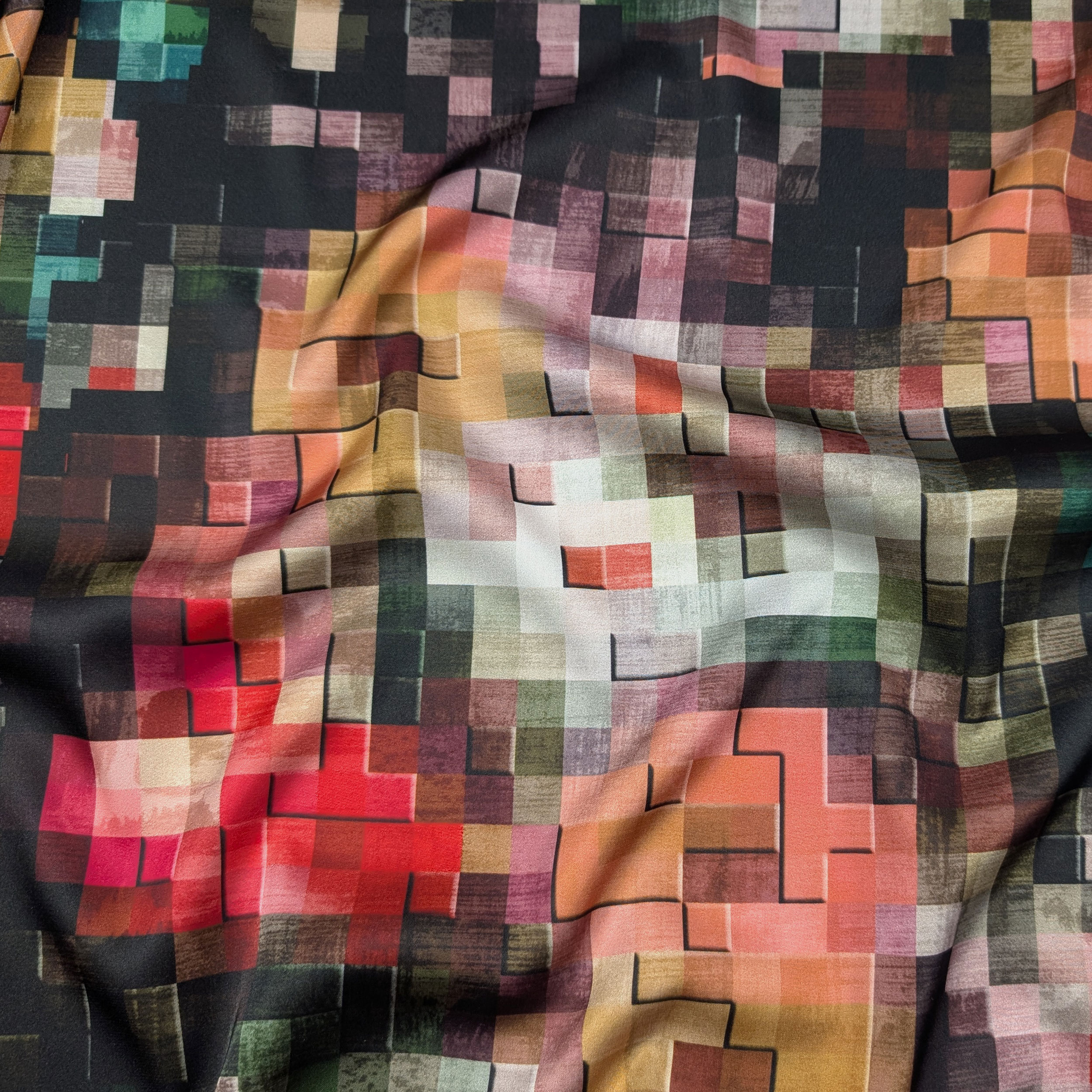 Raso Setato Alta Moda Mosaico Multicolor Image