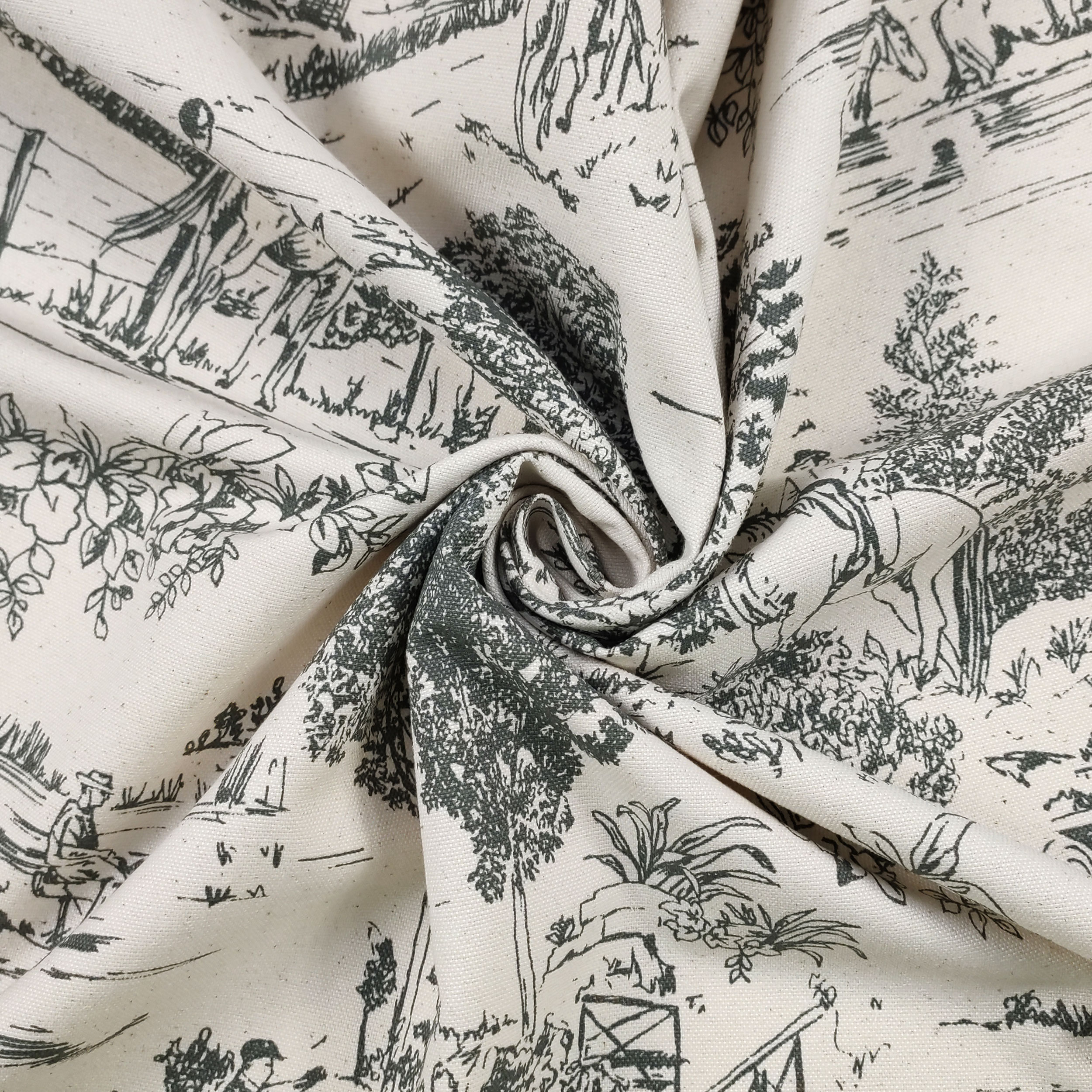 Toile De Jouy Natural Antracite Image
