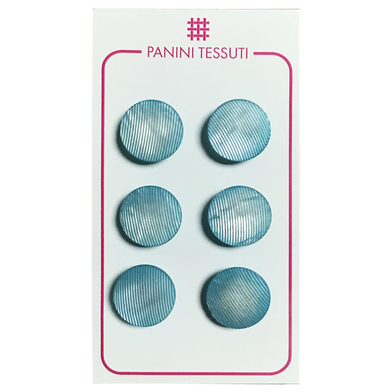 Bottoni Tondi Rigati Colore Azzurro 6 Pezzi - Lin 24