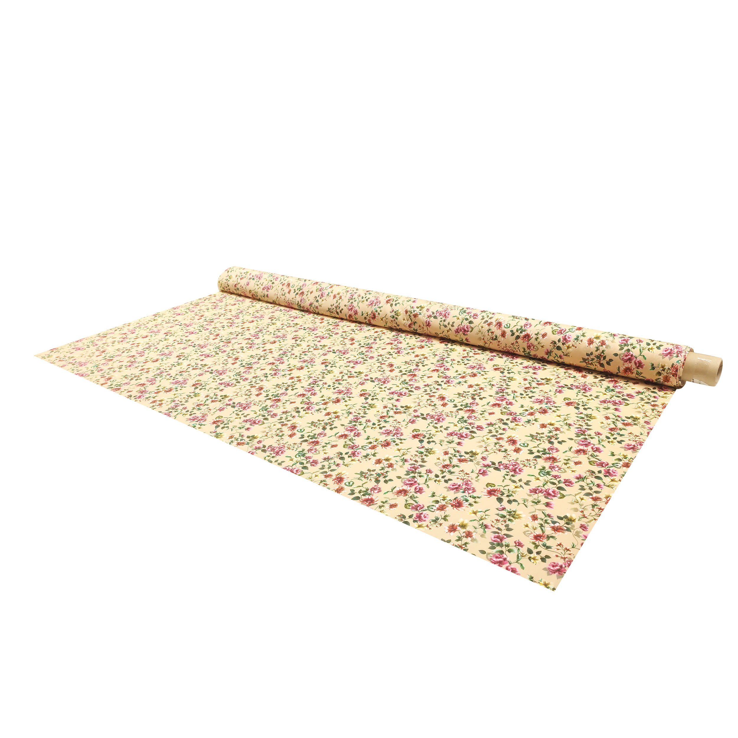 Rasatello Cotone Sfondo Beige con Fiori