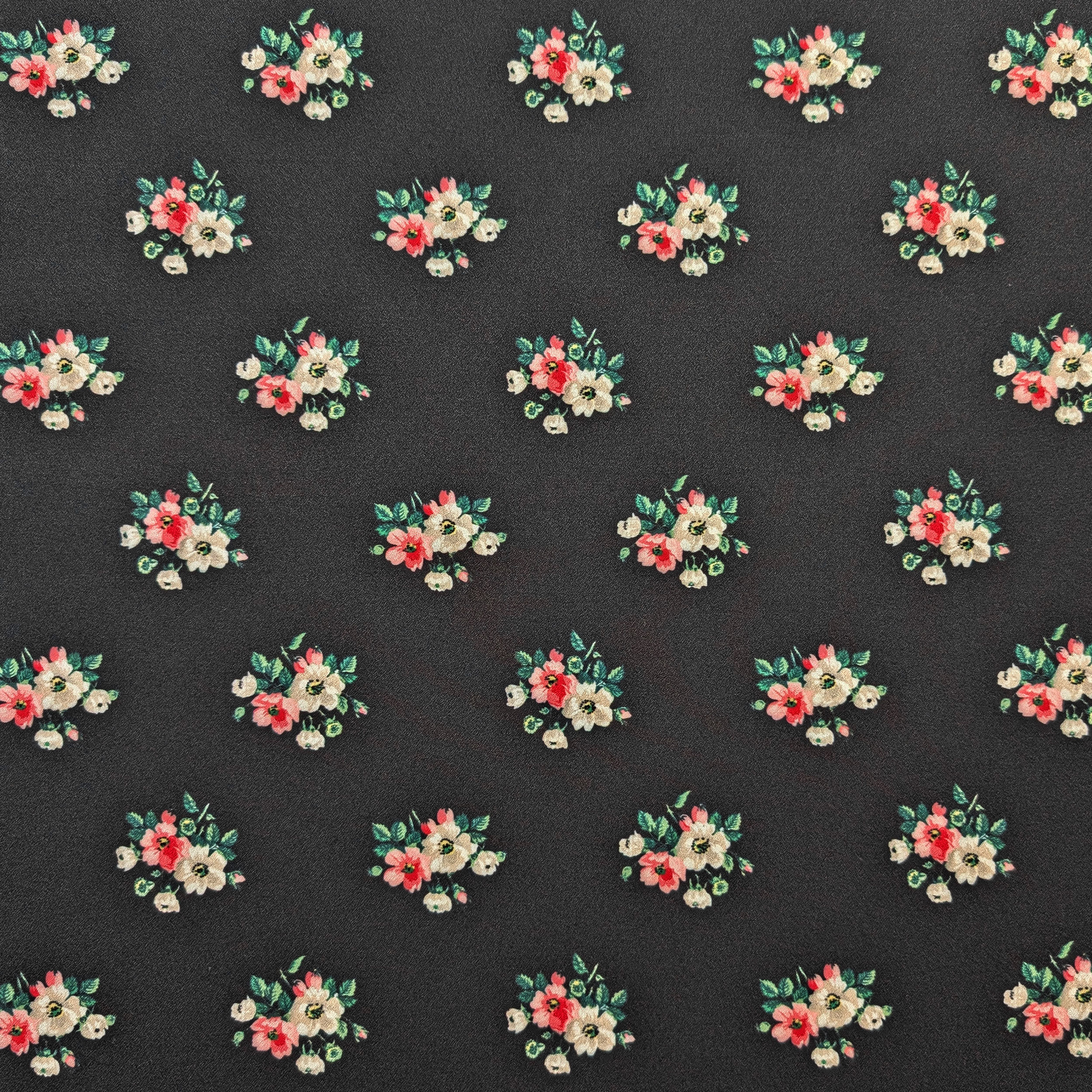 Crêpe Elasticizzato Moda Fiori Sfondo Nero Image