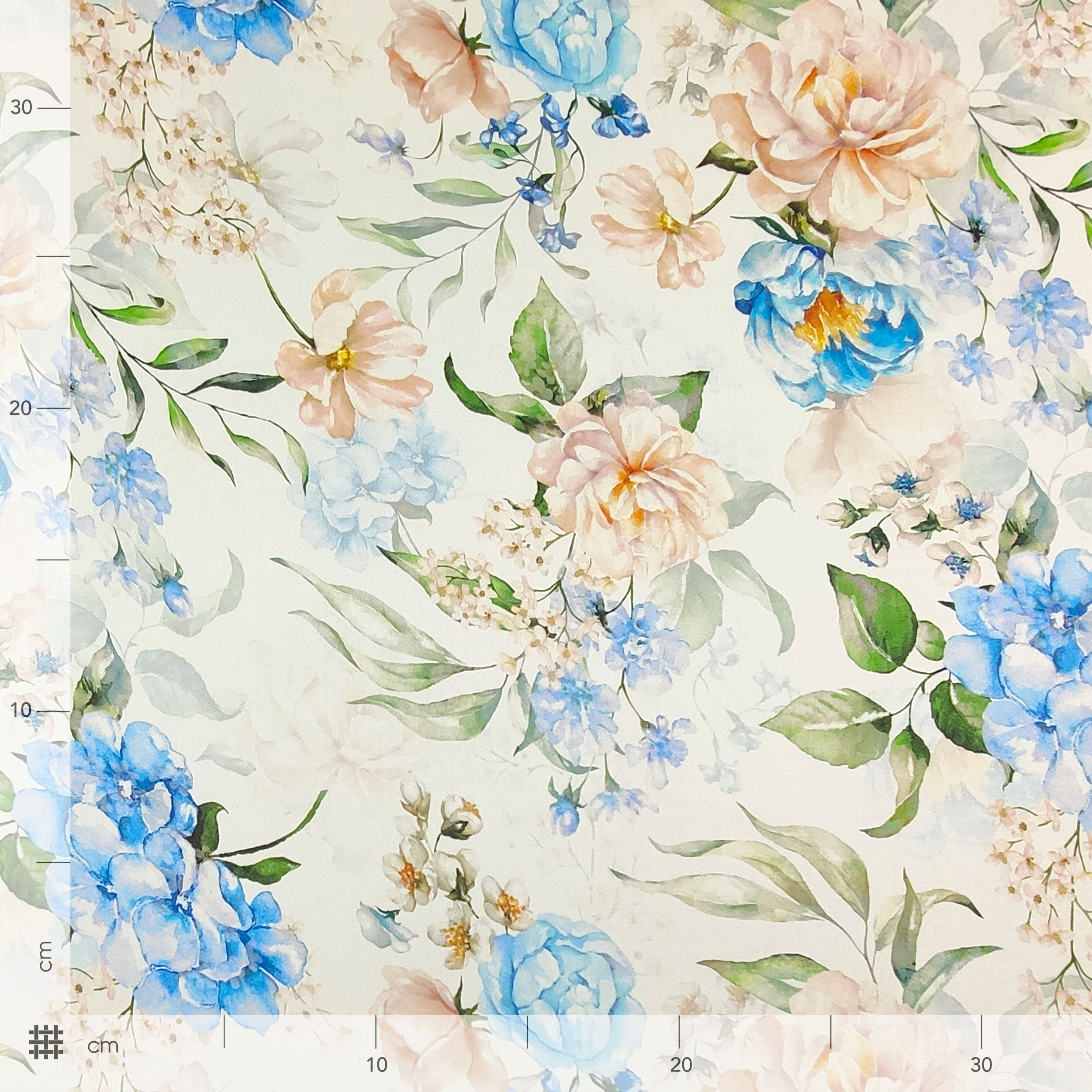 Organza Alta Moda Fiori Cipria e Celeste