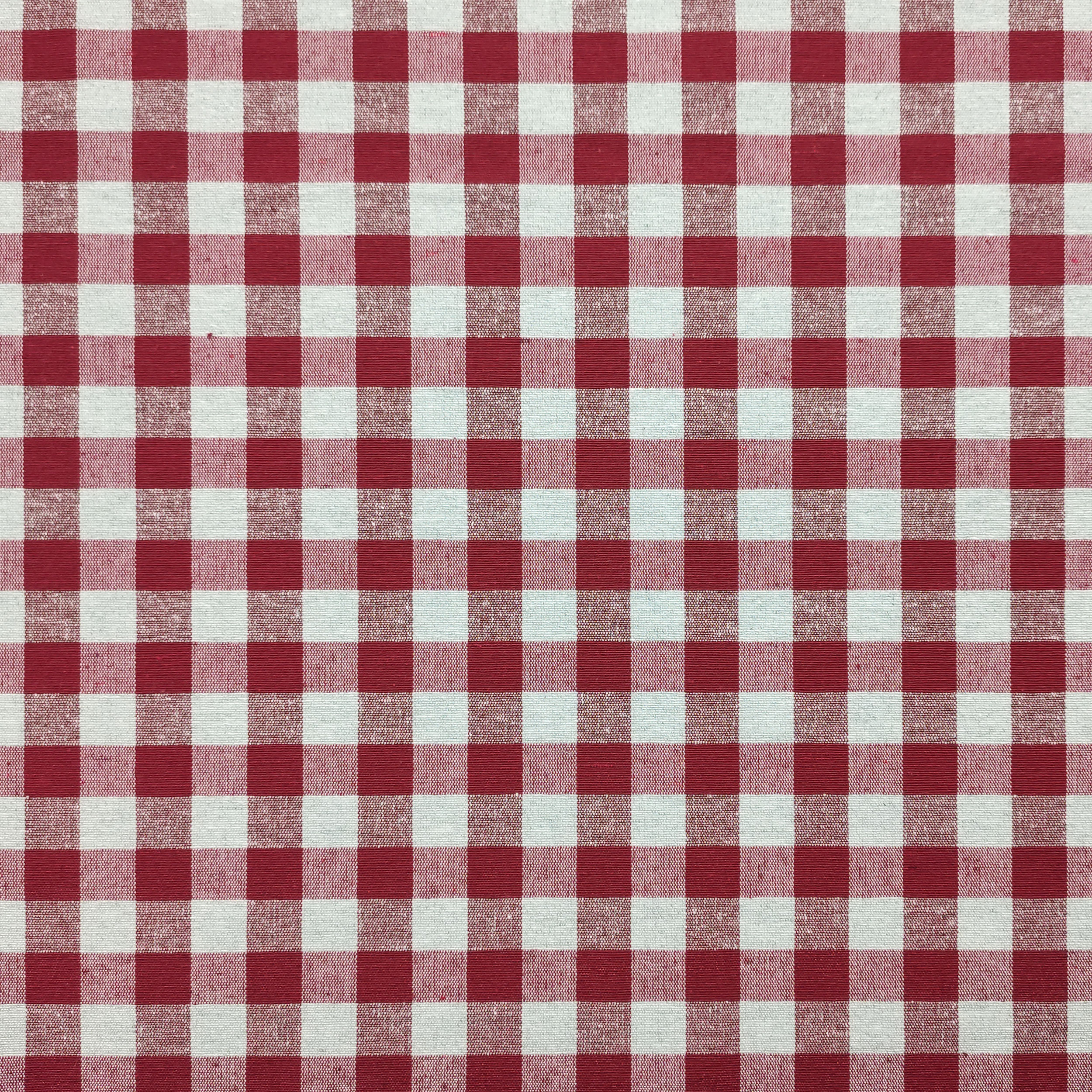 Tessuto Tinto In Filo per Tovaglia Quadretti Bordeaux Grigio