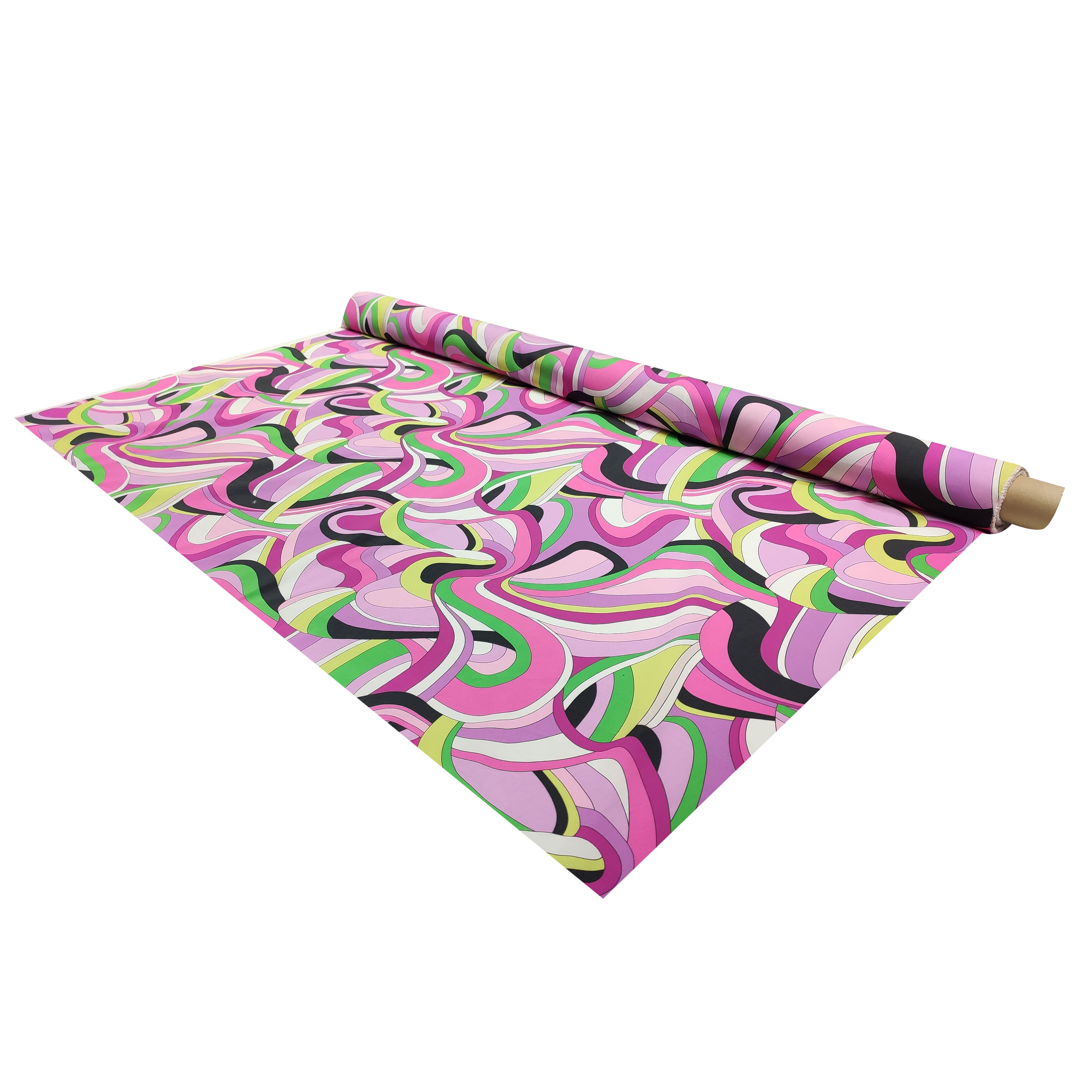 Cotone Elasticizzato Fantasia Optical Rosa Verde