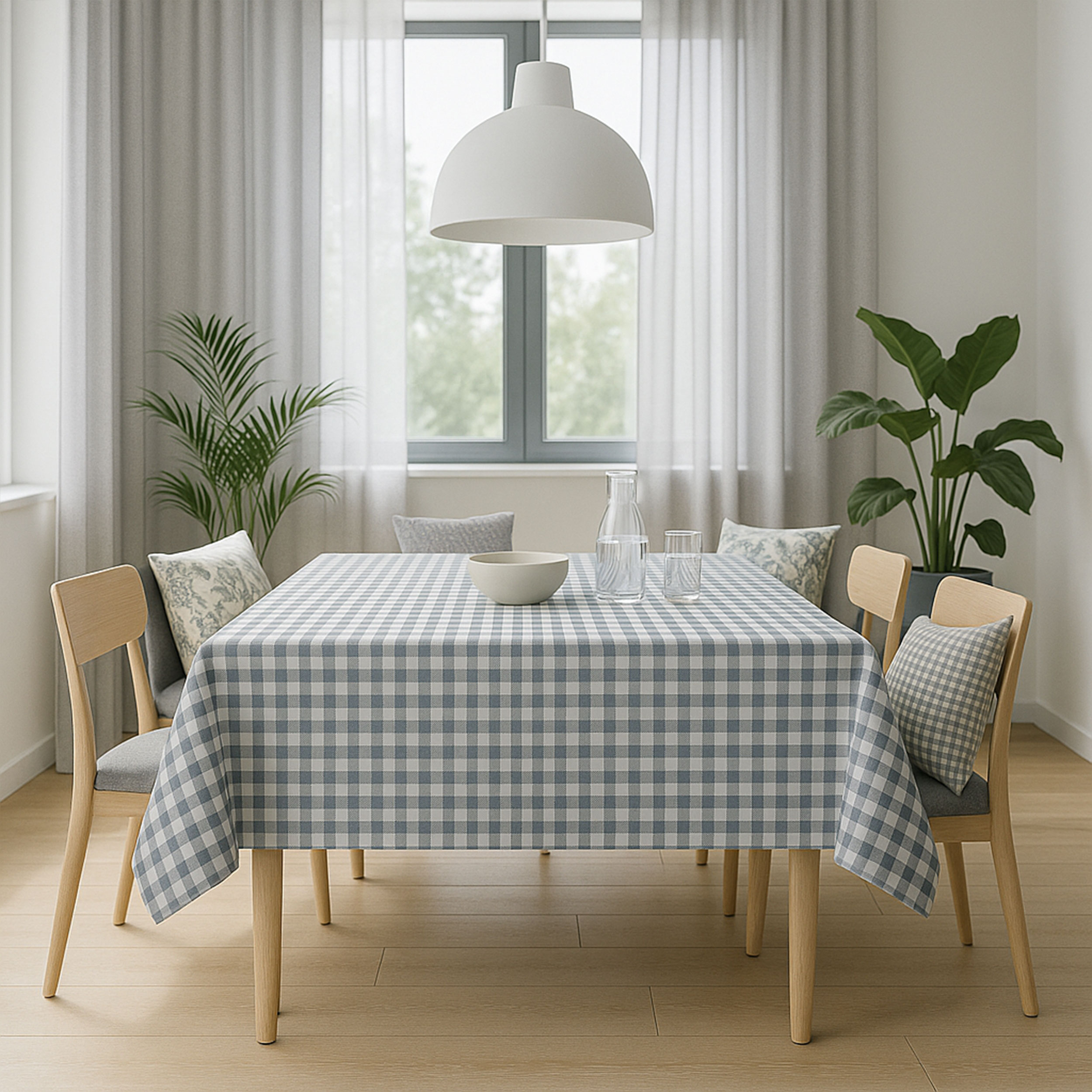 Tovaglia Confezionata a Quadretti in Grigio 140x180 cm Image