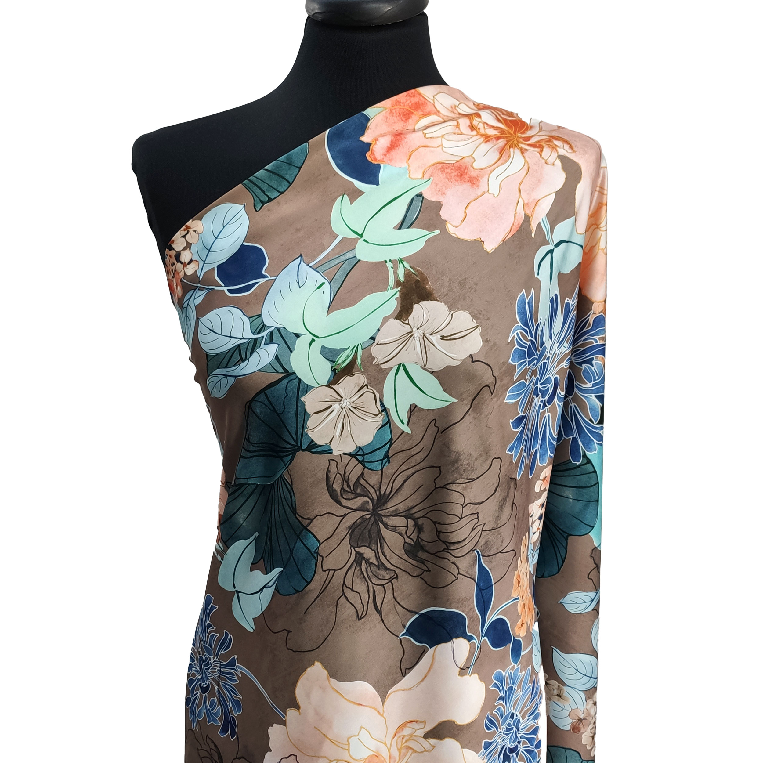 Rasetto Alta Moda Fiori Sfondo Marrone