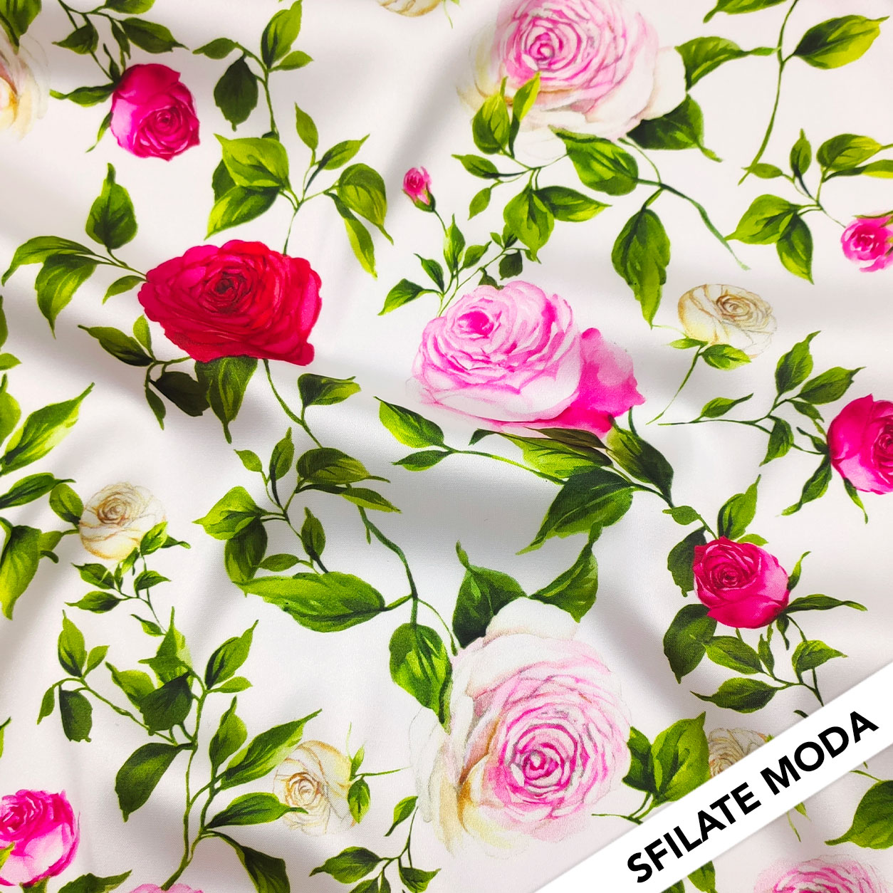 Rasetto Elasticizzato Setato Rose Sfondo Bianco