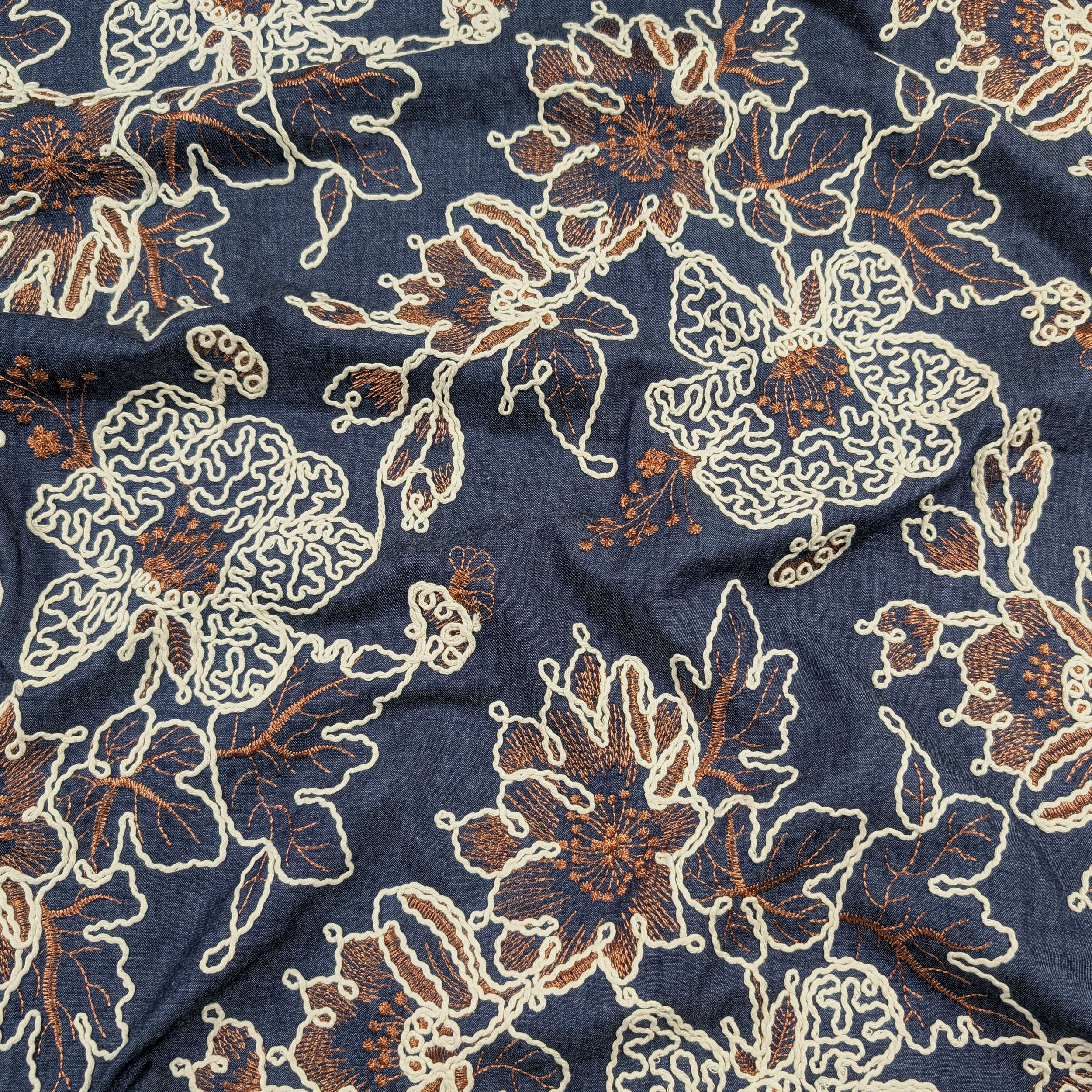 Jeans Cotone Blu Fiori Ricamati Image