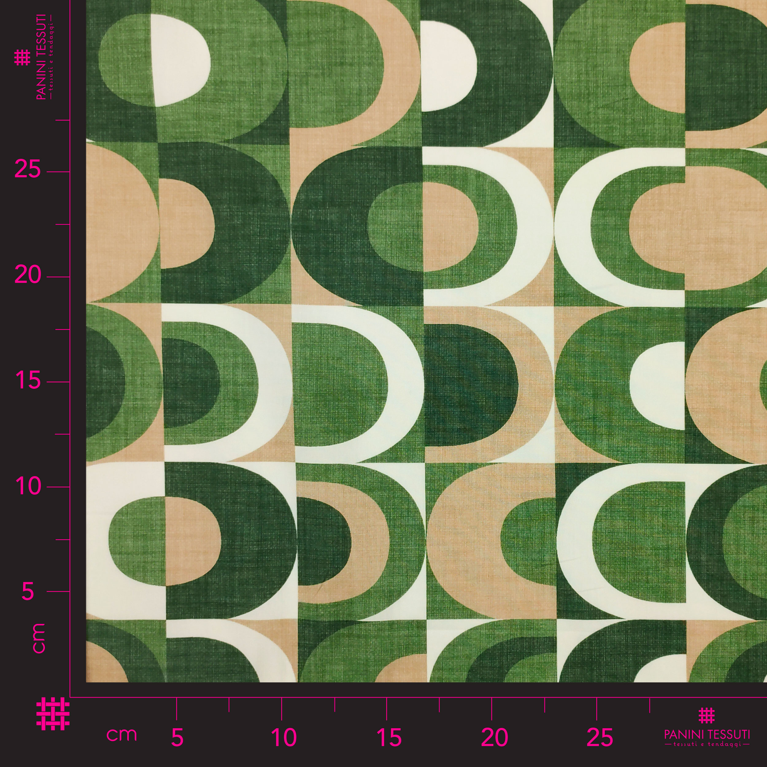 Tessuto in Cotone Geometrie Ovali Toni Verde Image