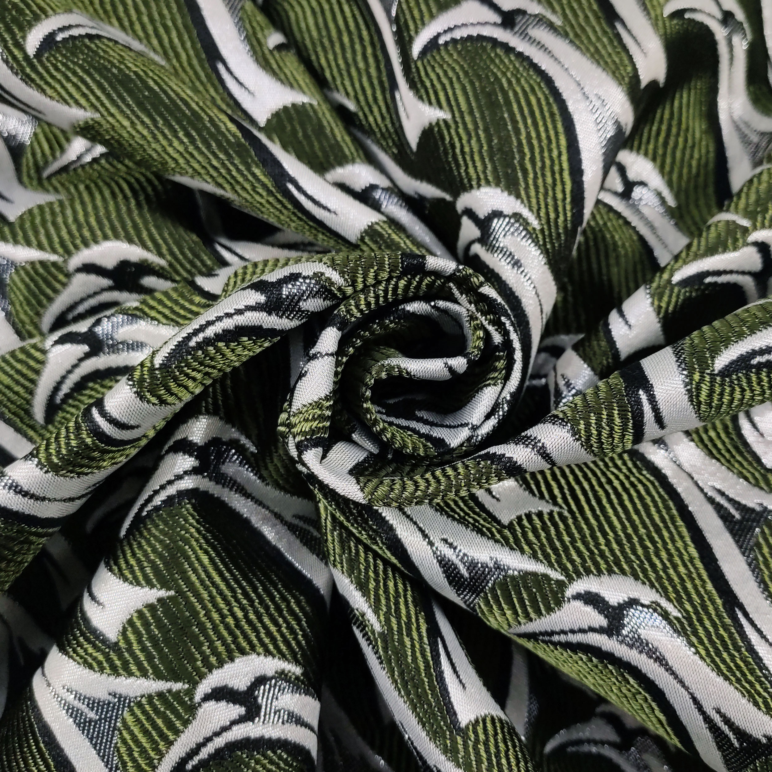 Broccato Fantasia Alta Moda Verde e Argento Lurex Image