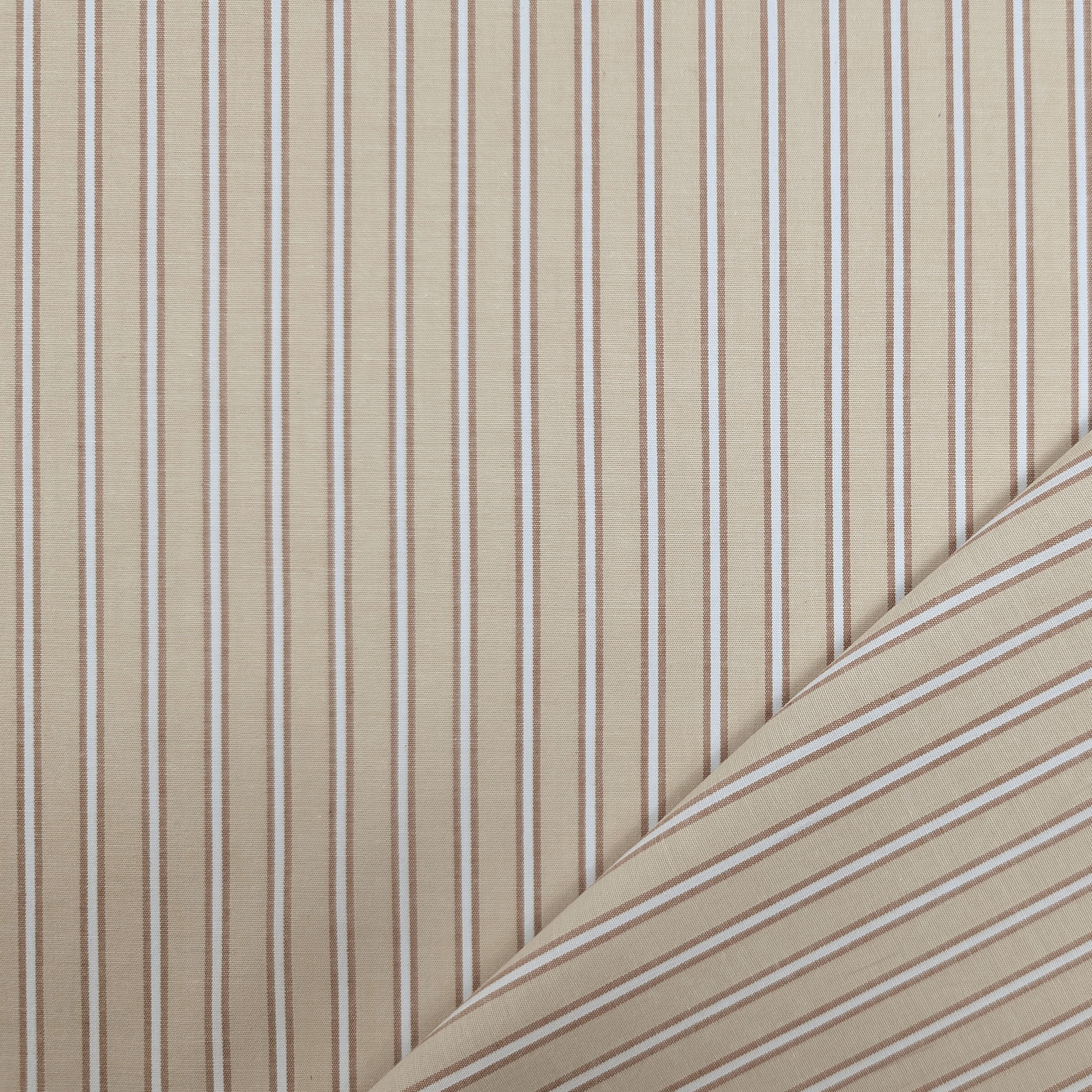 Cotone per Camiceria Elasticizzato Beige con Righe Image