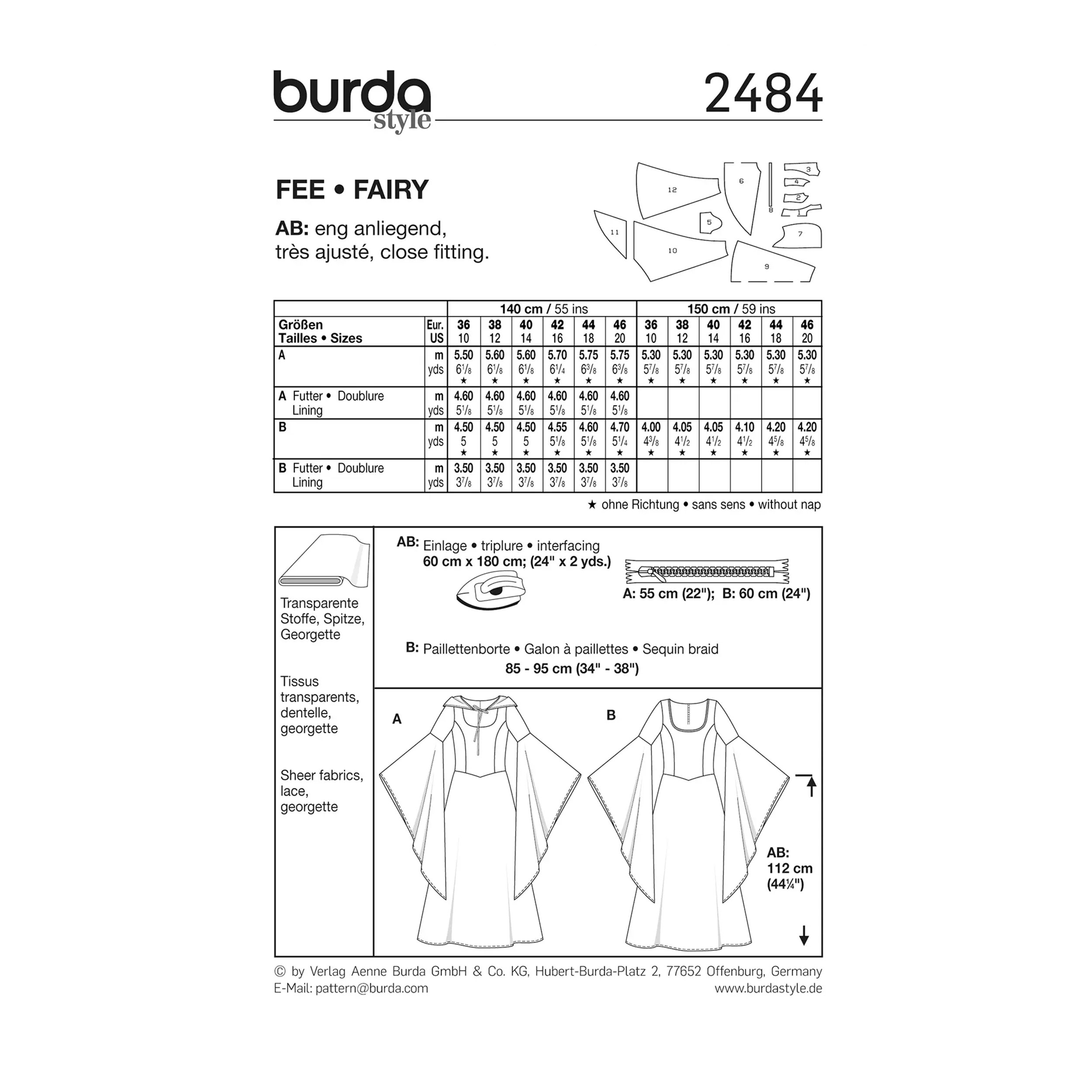 Cartamodello Burda Style Medium Carnevale Fata Image