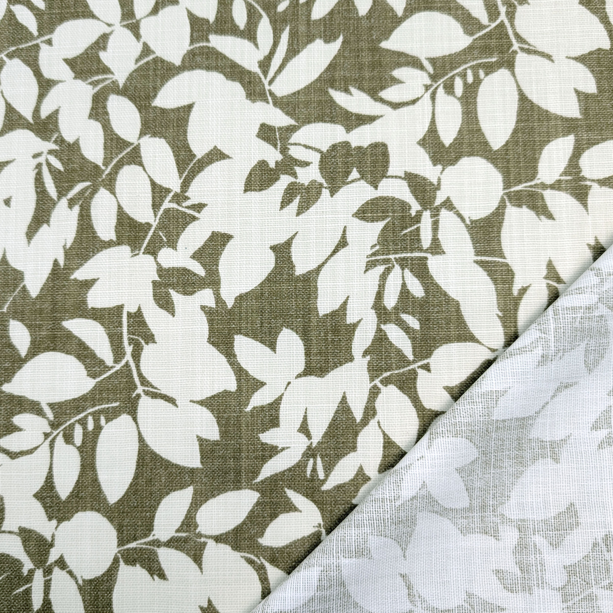 Cotone Lino Arredo Foglie Sfondo Oliva Image