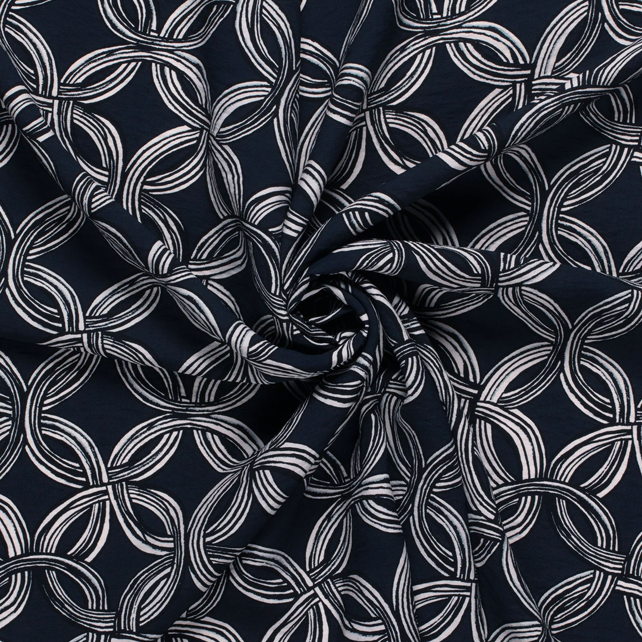 Misto Viscosa Navy con Fantasia Cerchi Intrecciati