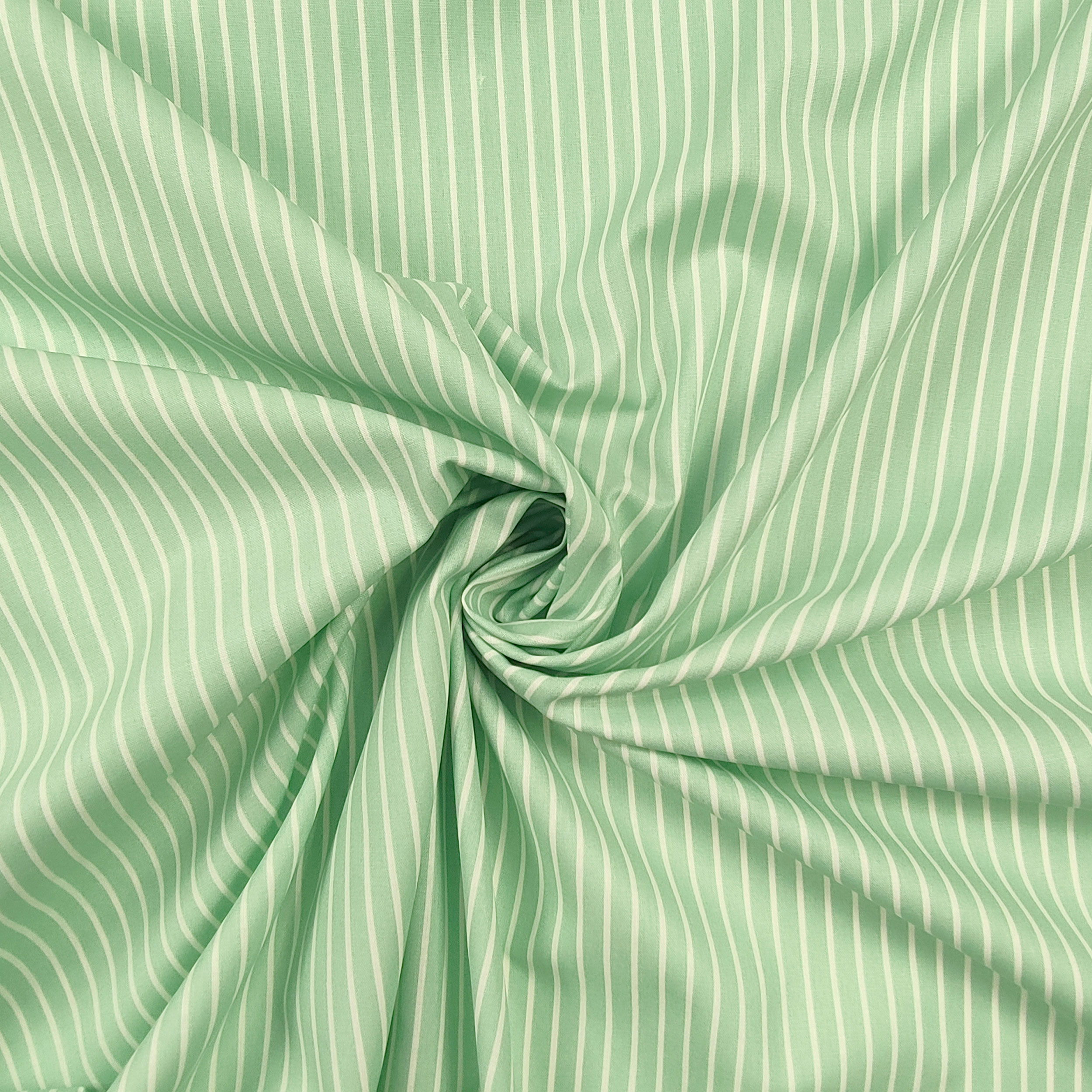 Popeline di Cotone Verde Fantasia Righe