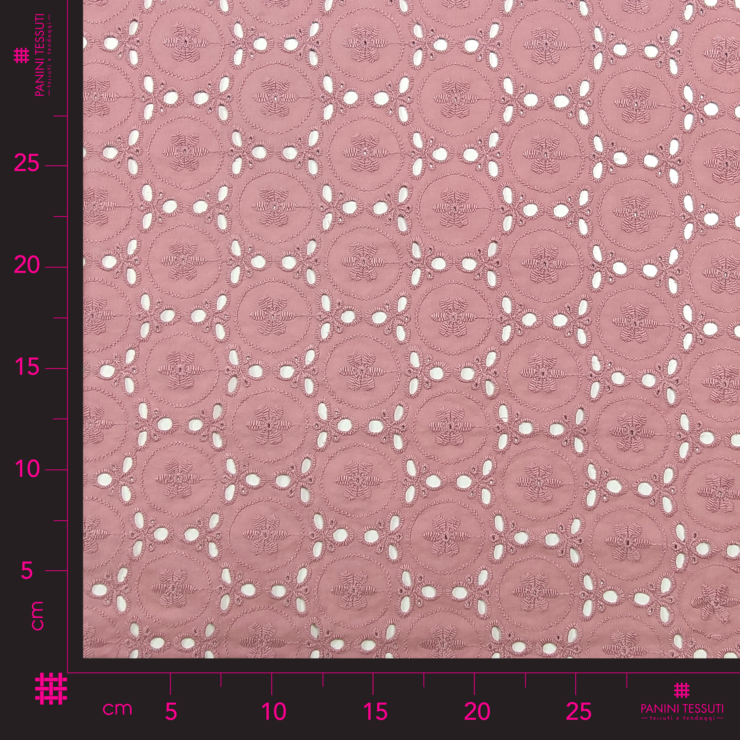 tessuto online sangallo rosa antico con doppio bordo