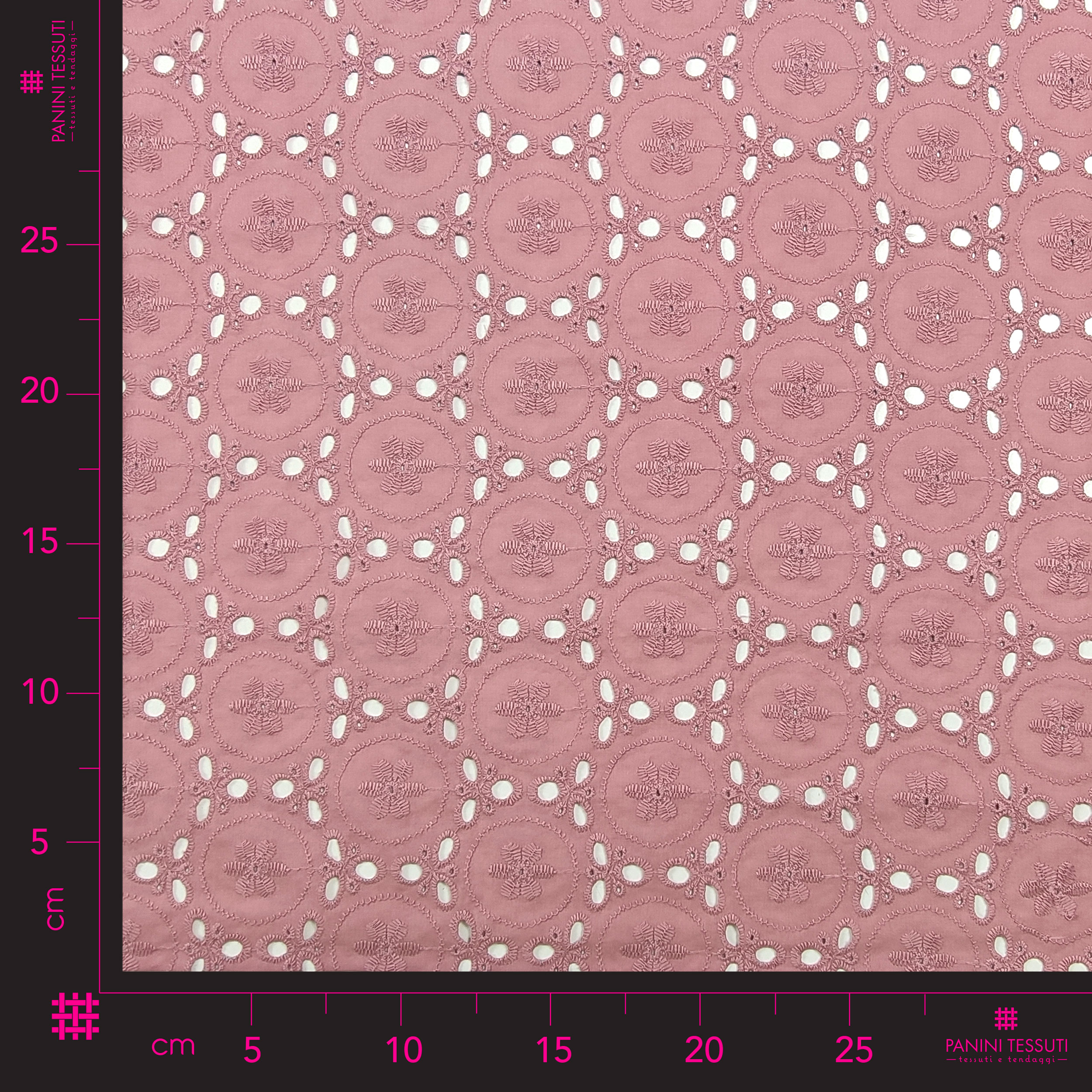 Tessuto Sangallo Rosa Antico Doppio Bordo Ricamato Image
