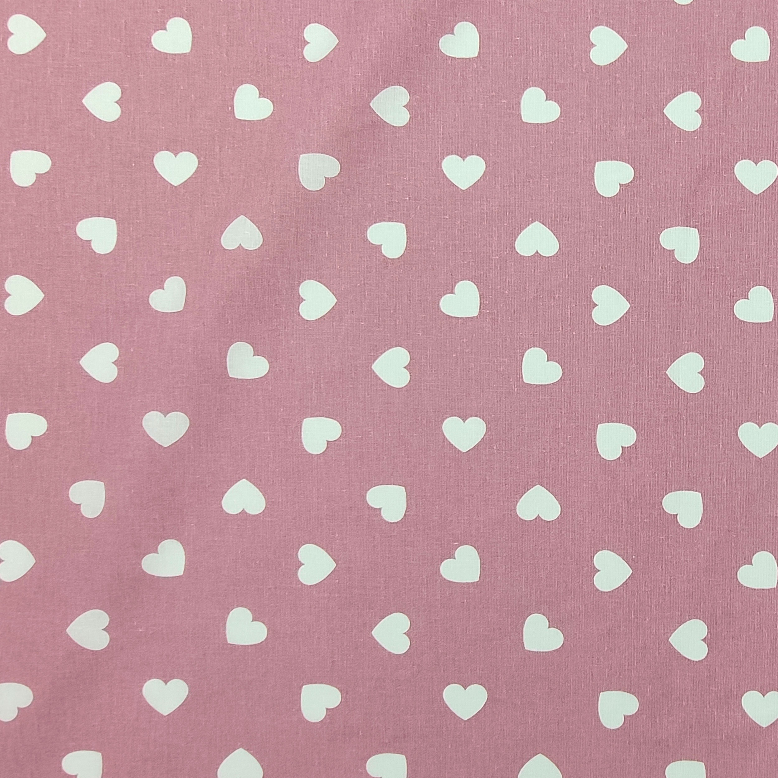 Cotone Cuori Bianchi con Sfondo Rosa Antico Image