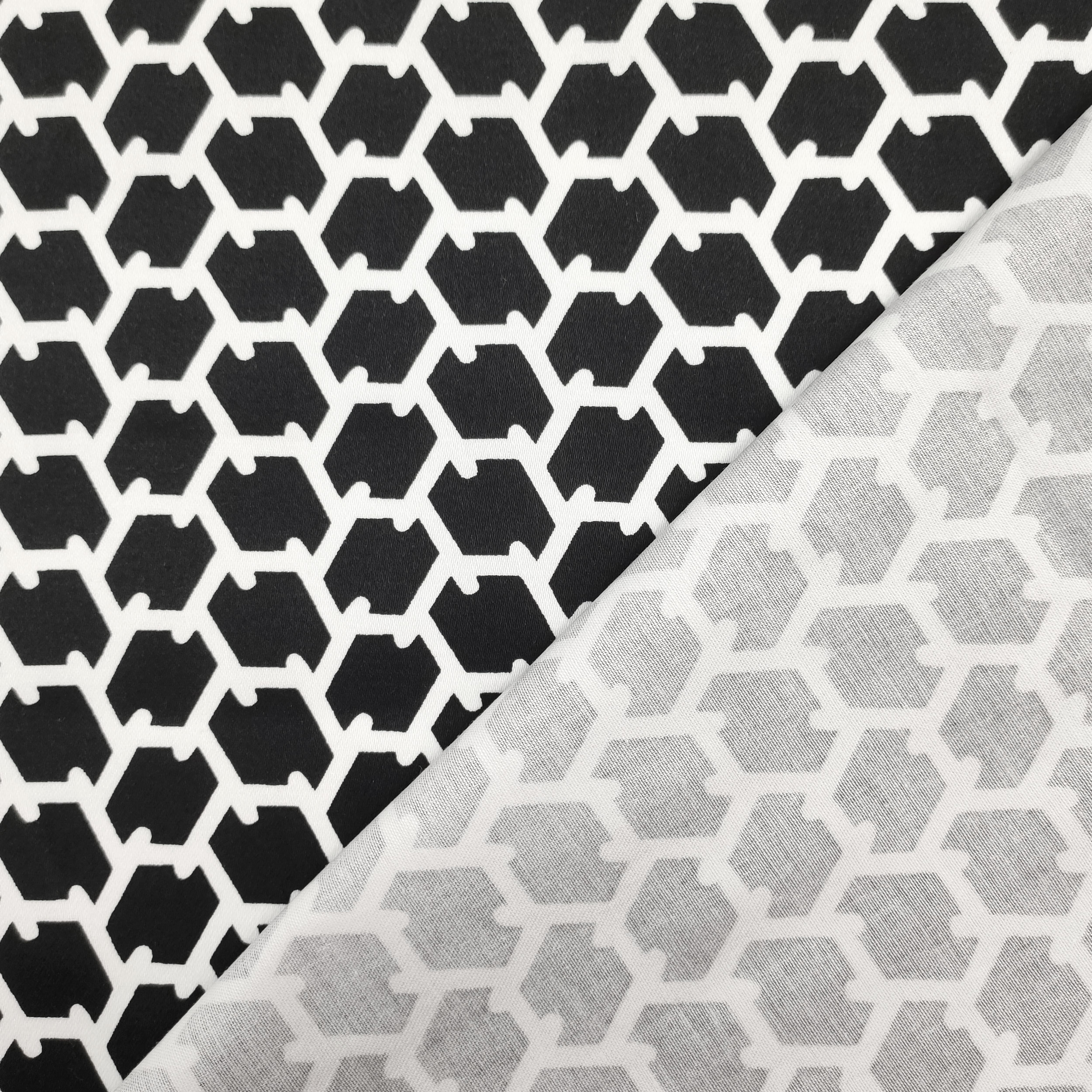 Cotone Elasticizzato Nero Geometria Astratta