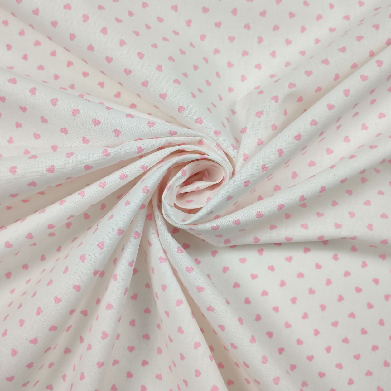 tessuti cotone percallino sfondo bianco cuori rosa
