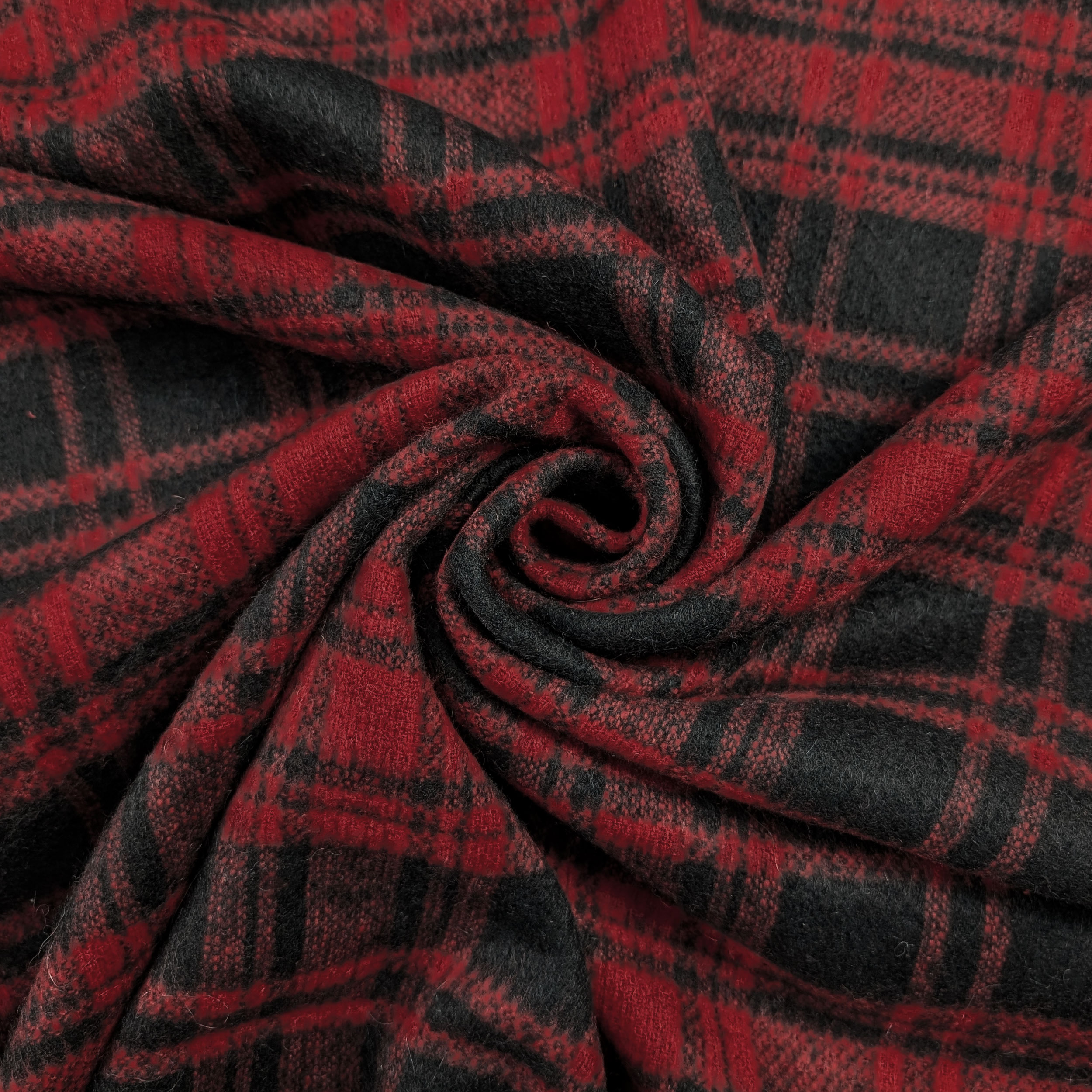 Cappotto Lana Cashmere Double Tartan Rosso e Nero Image