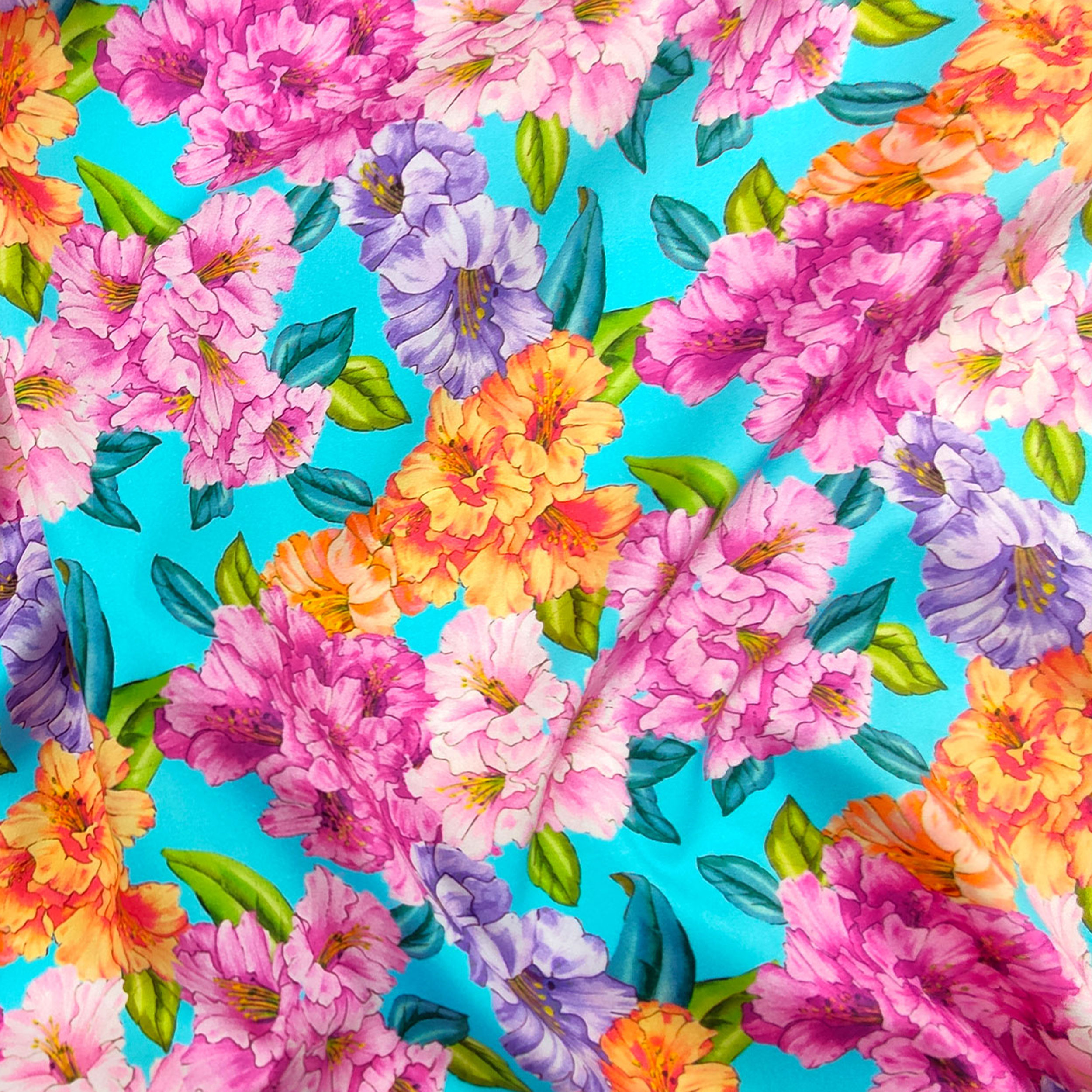 Cotone Elasticizzato Fantasia Fiori Grandi Colorati