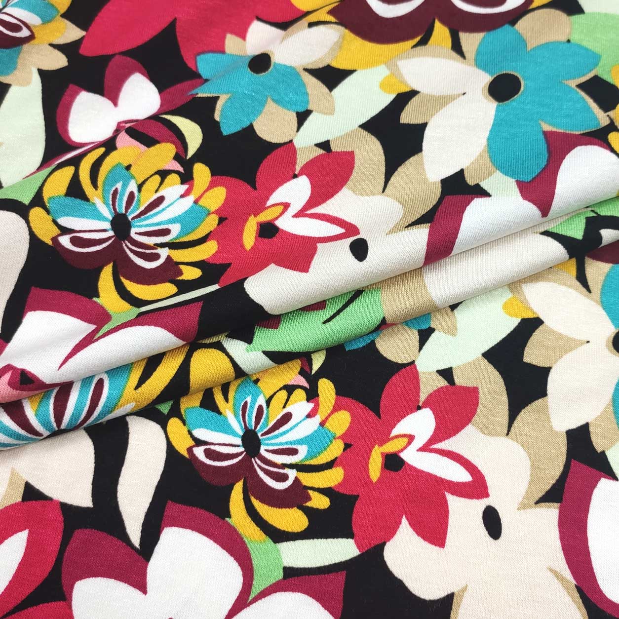 Jersey con fiori fuxia arancio