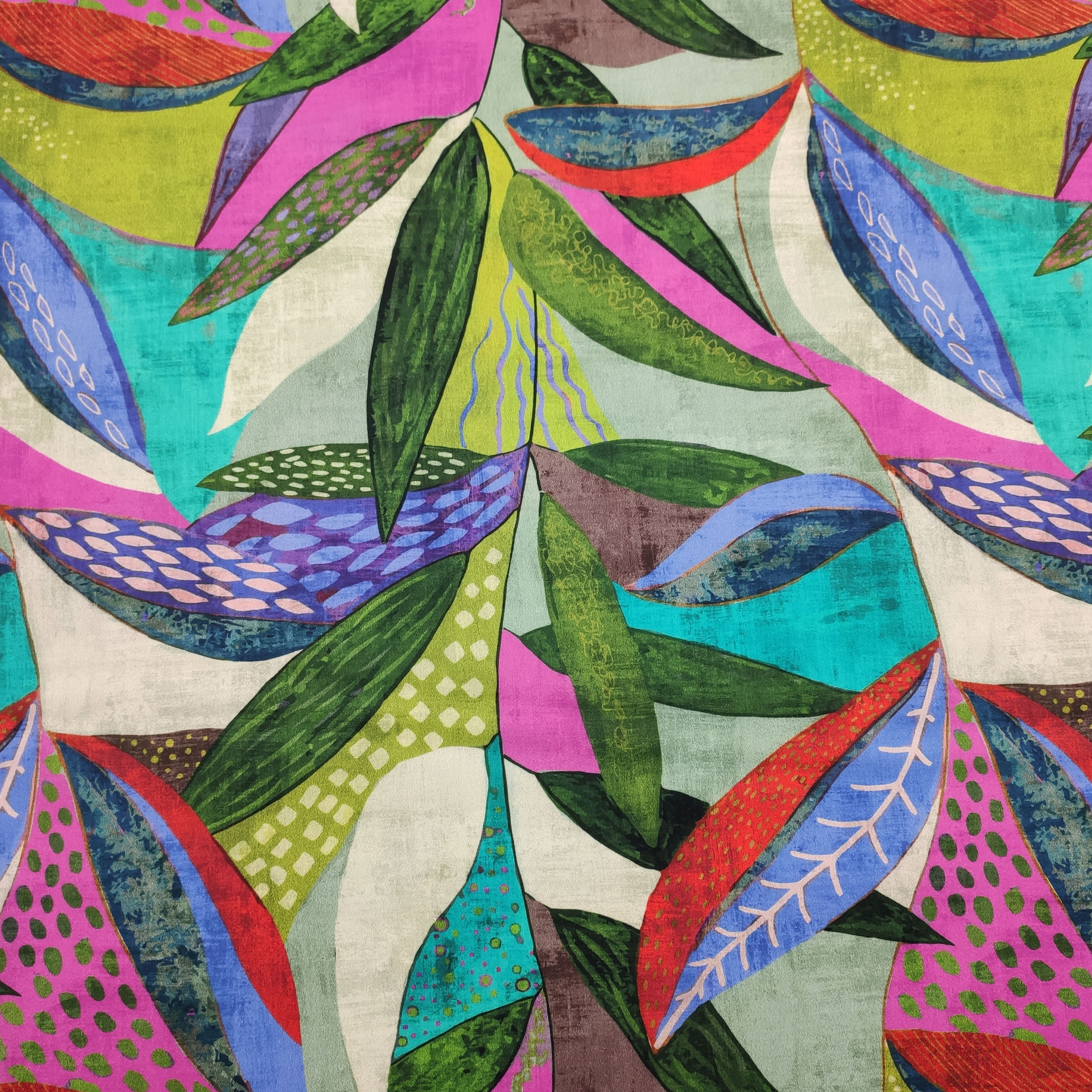 Rasatello di Cotone Fantasia Astratta Multicolor