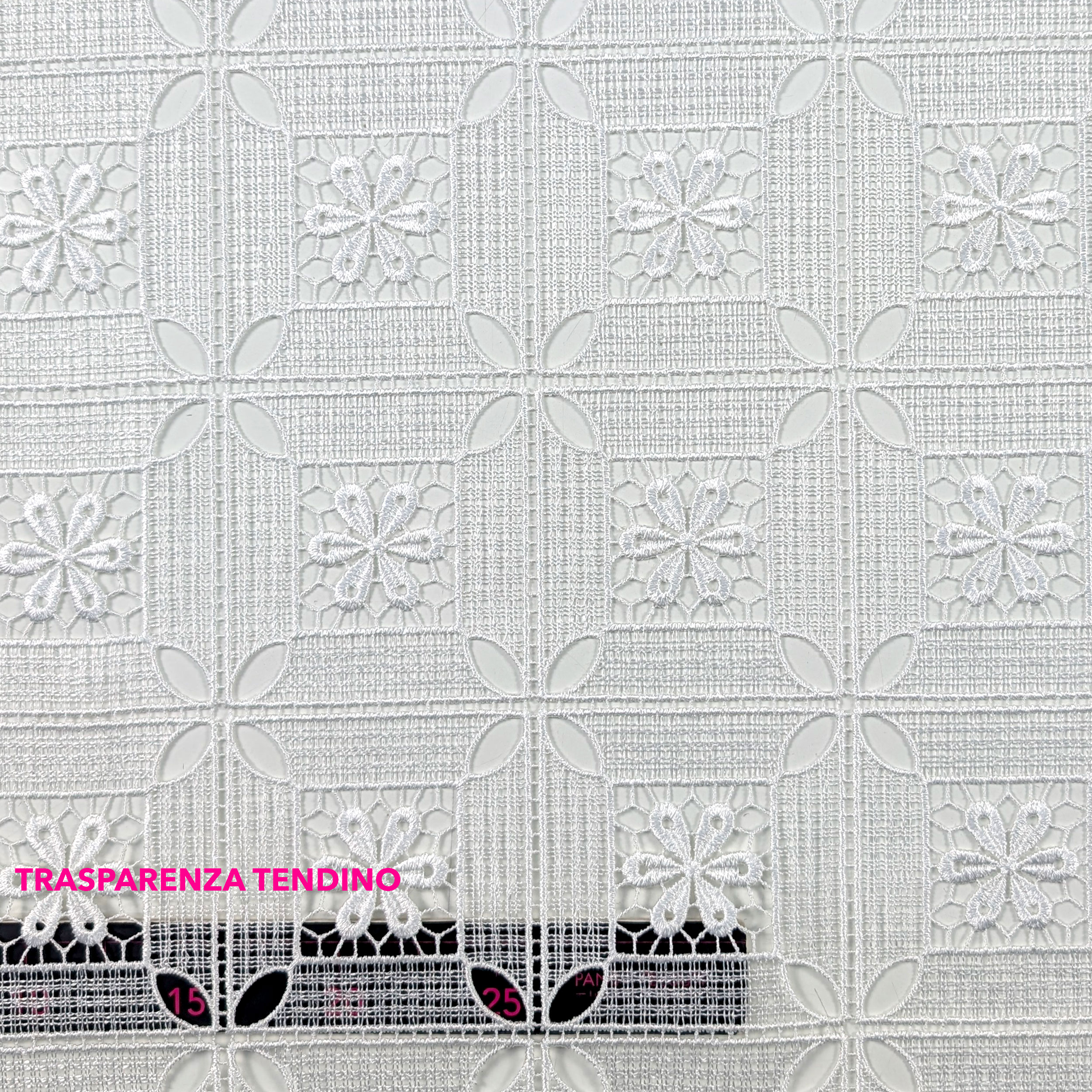 Tessuto Tendino Pizzo Modulare Fiori Bianco Image