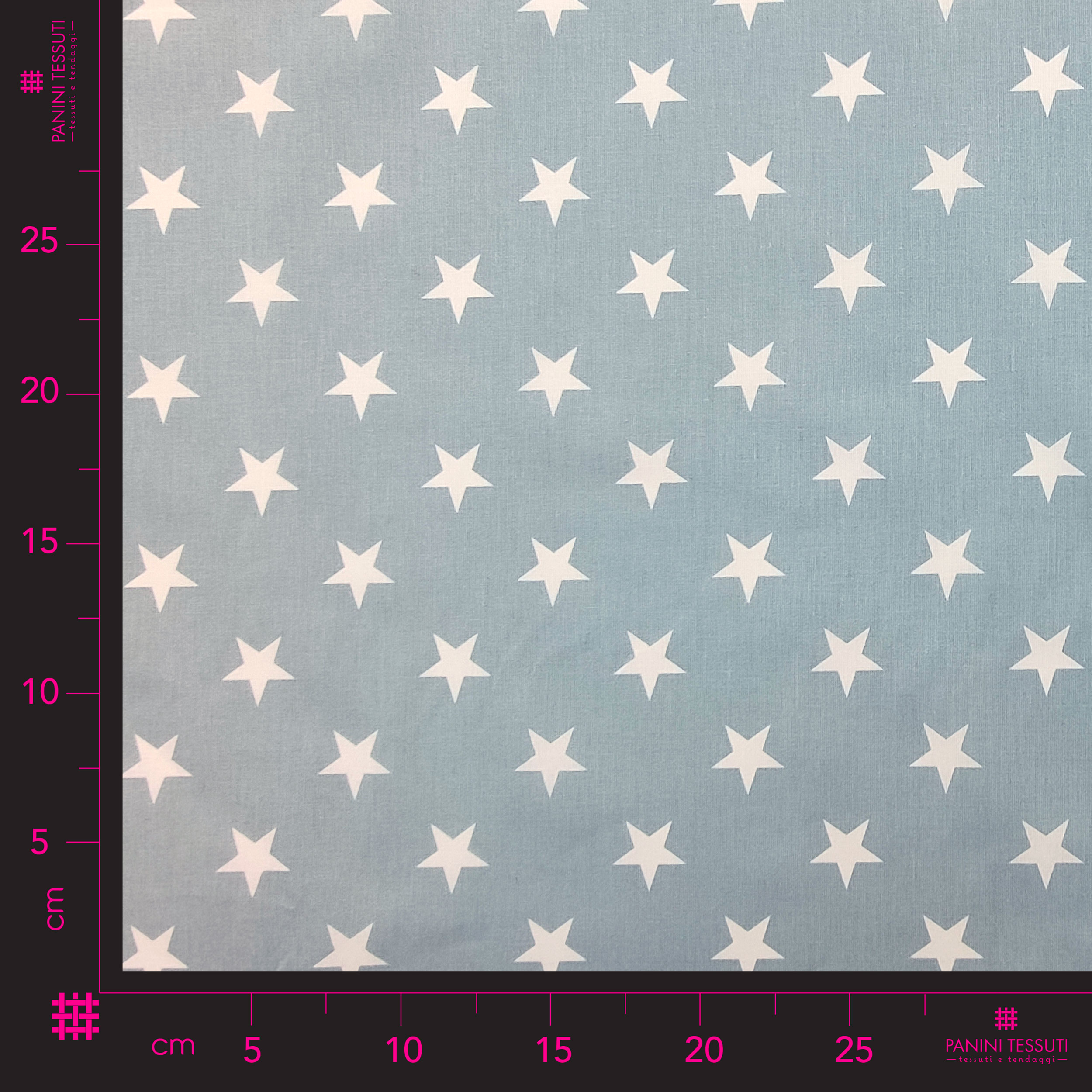 Cotone Stelle Bianche con Sfondo Azzurro