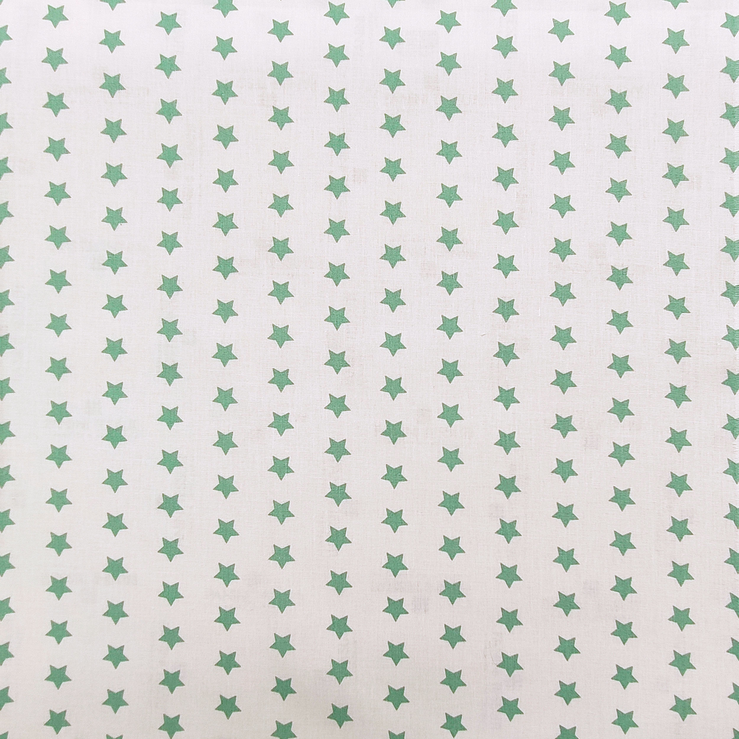 tessuto di cotone stelle verde marino sfondo bianco