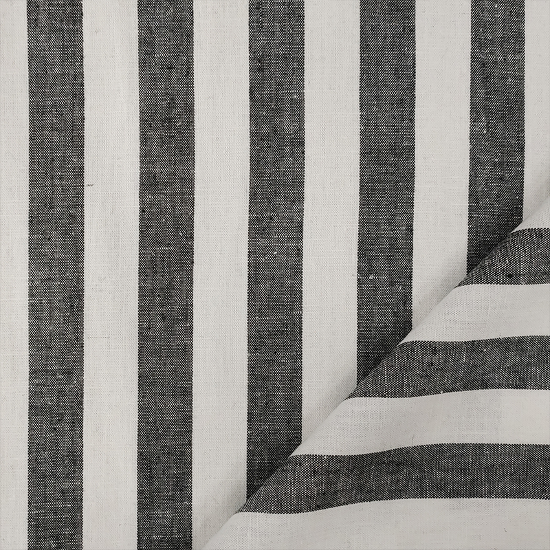 Tessuto Misto Lino Righe Larghe Nero Image