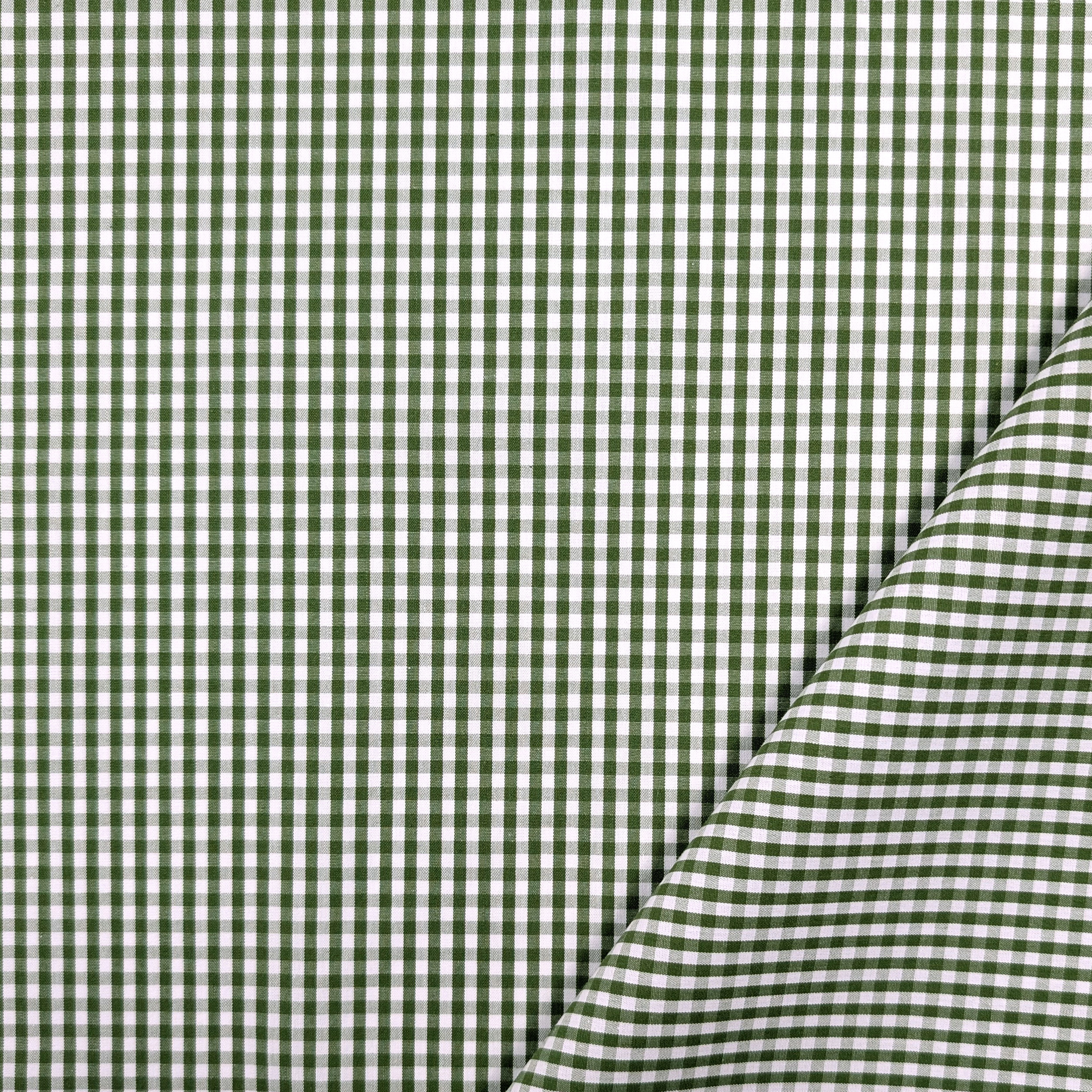 Cotone per Camiceria Quadrettini Verde Image