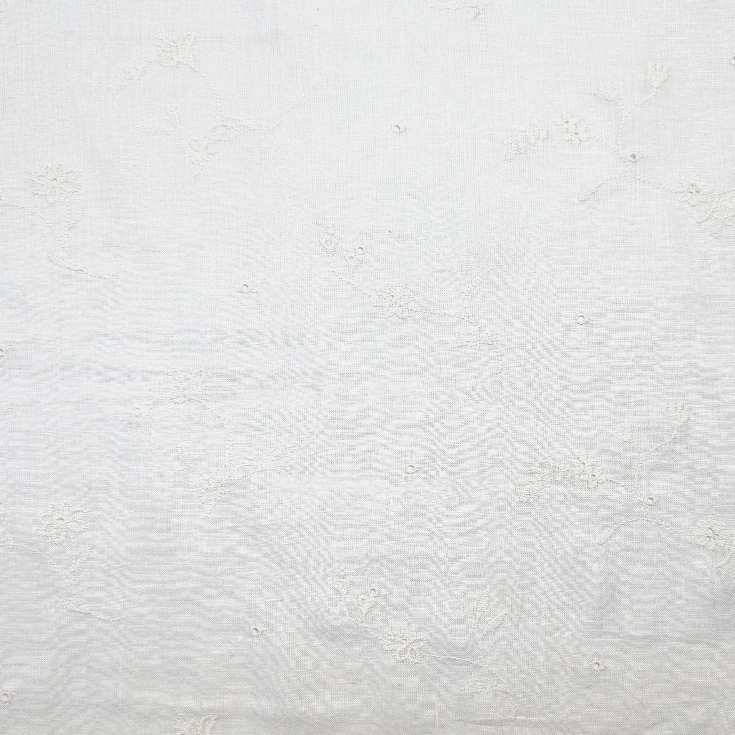 Tessuto Puro Lino Fiori Ricamati Image