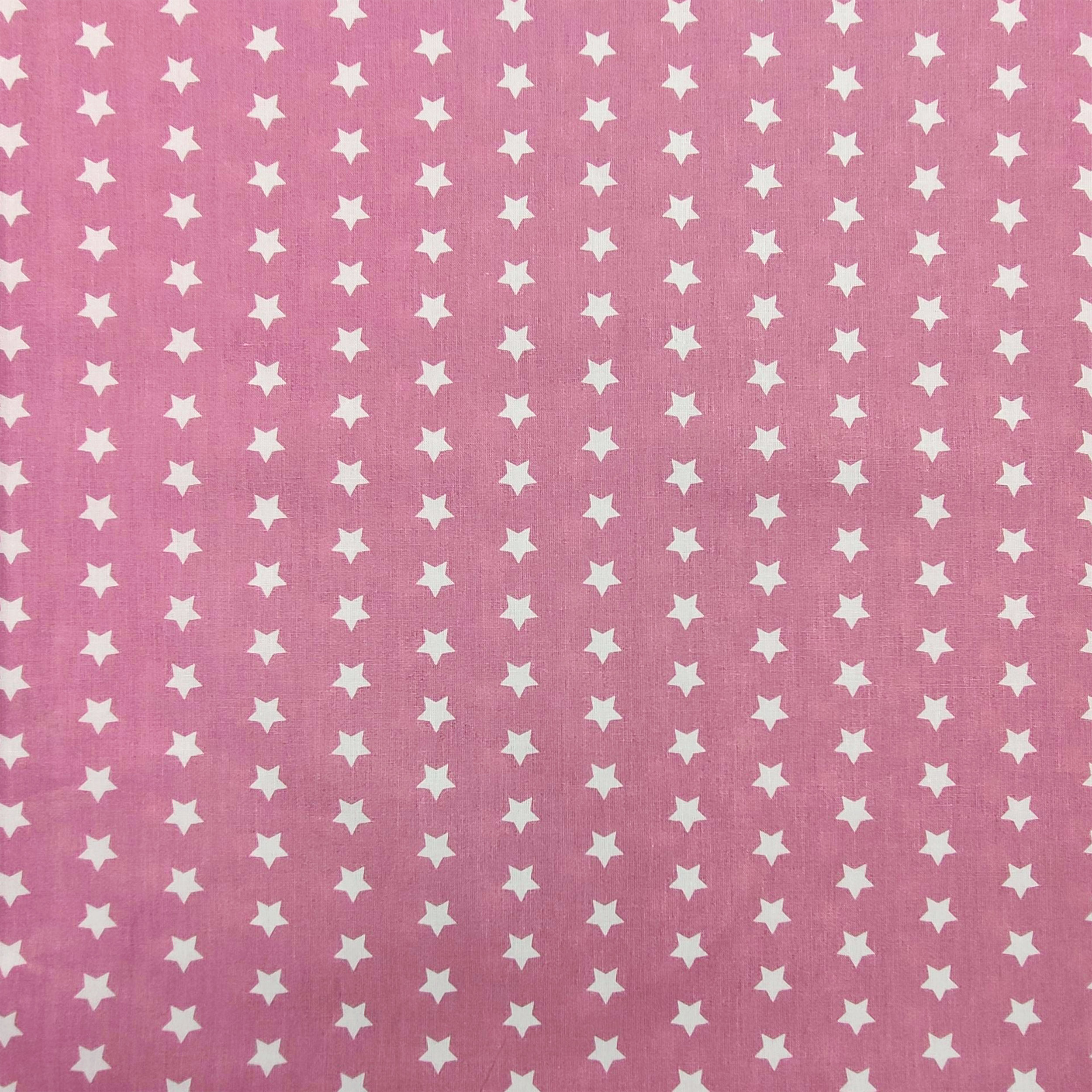 Ritaglio Cotone Stelle Bianche Sfondo Rosa Scuro 210x140 cm Image