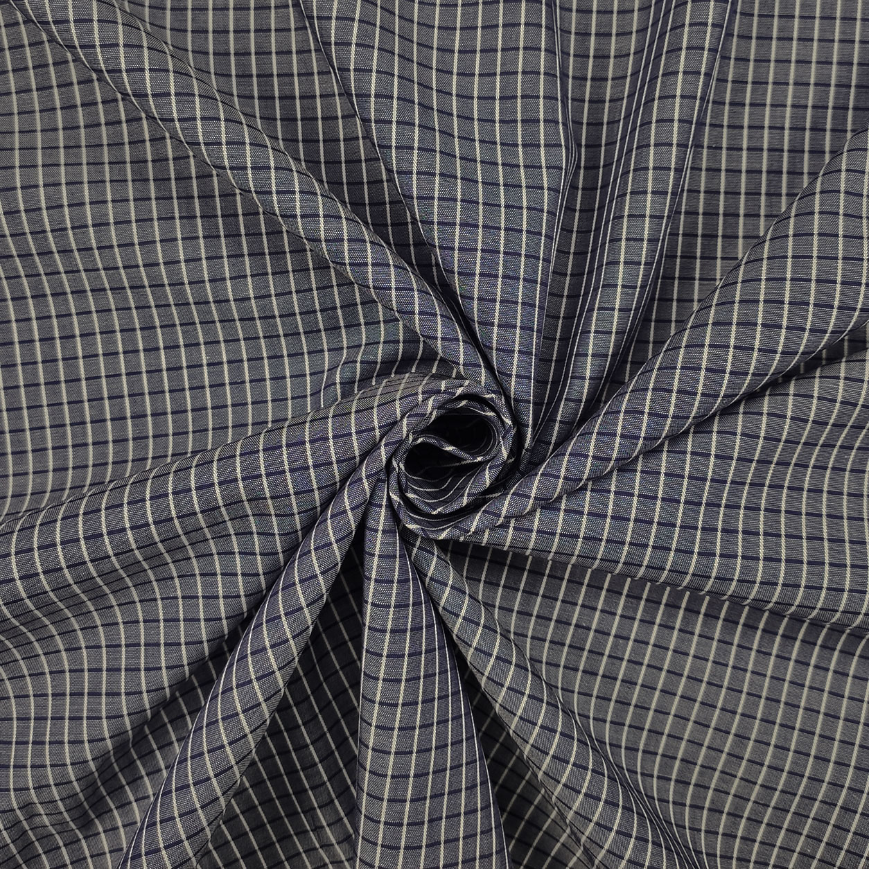 Tessuto-Cotone-per-Camicie-Quadretti-Blu