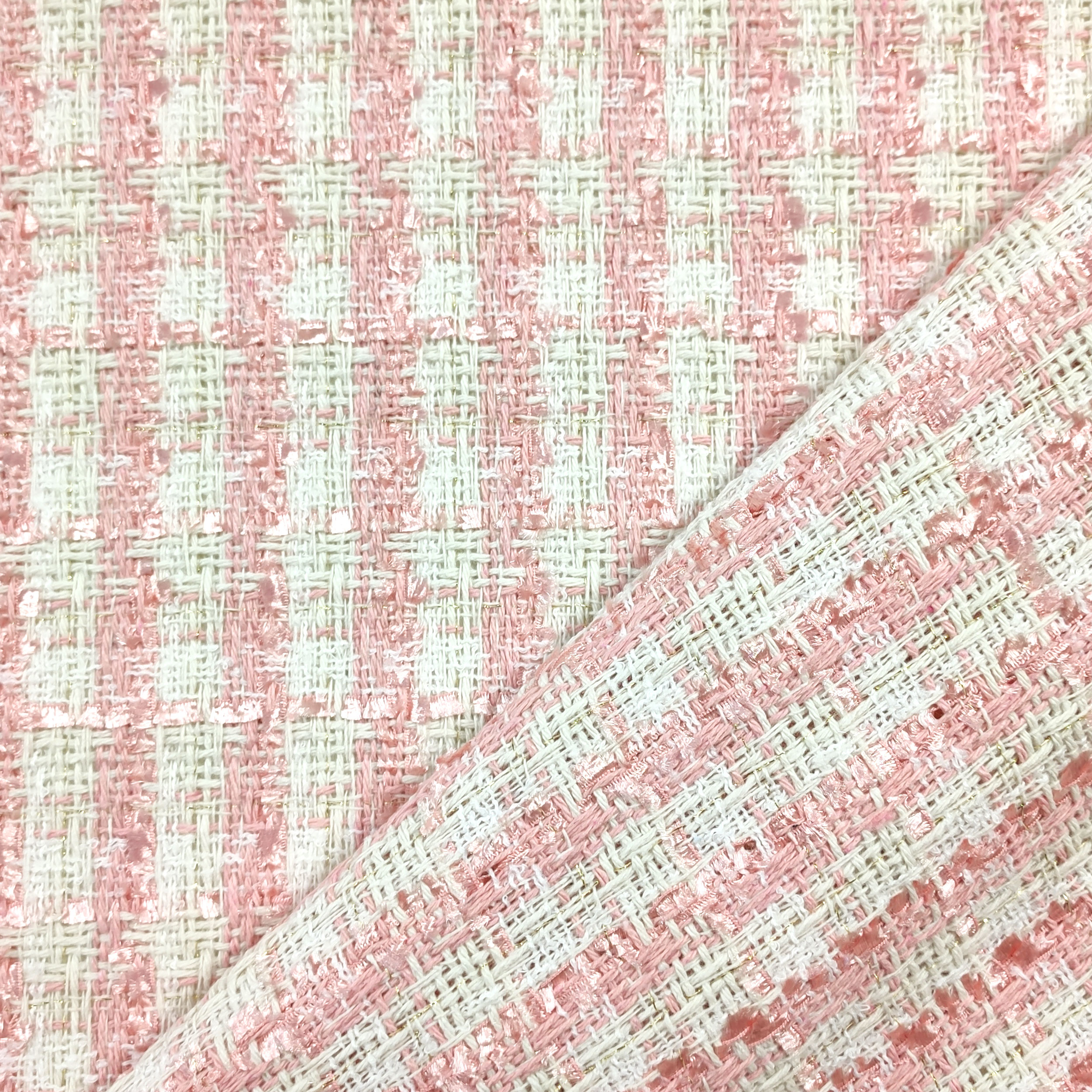 Tweed Alta Moda Rosa Bianco Lurex