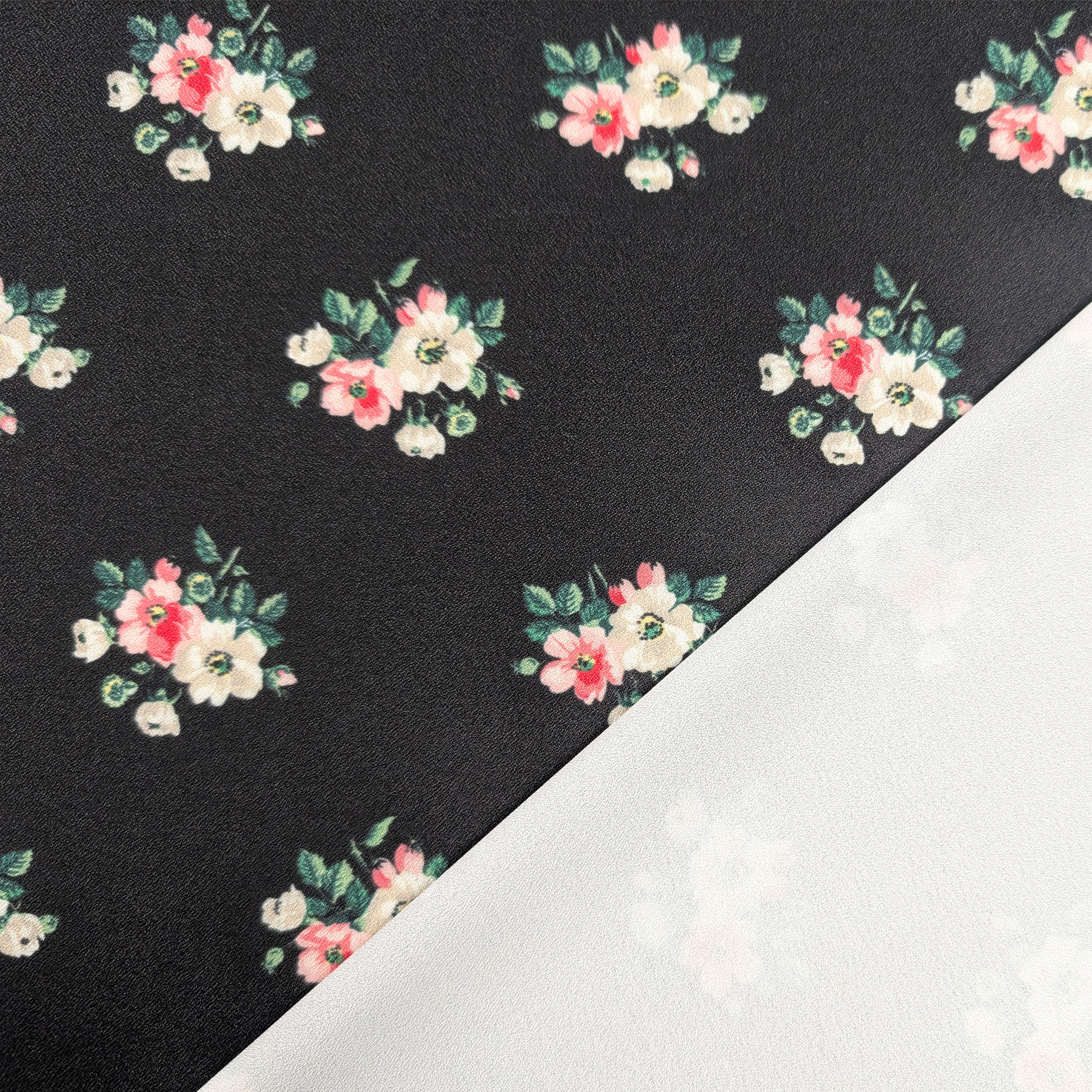 Crêpe Elasticizzato Moda Fiori Sfondo Nero Image