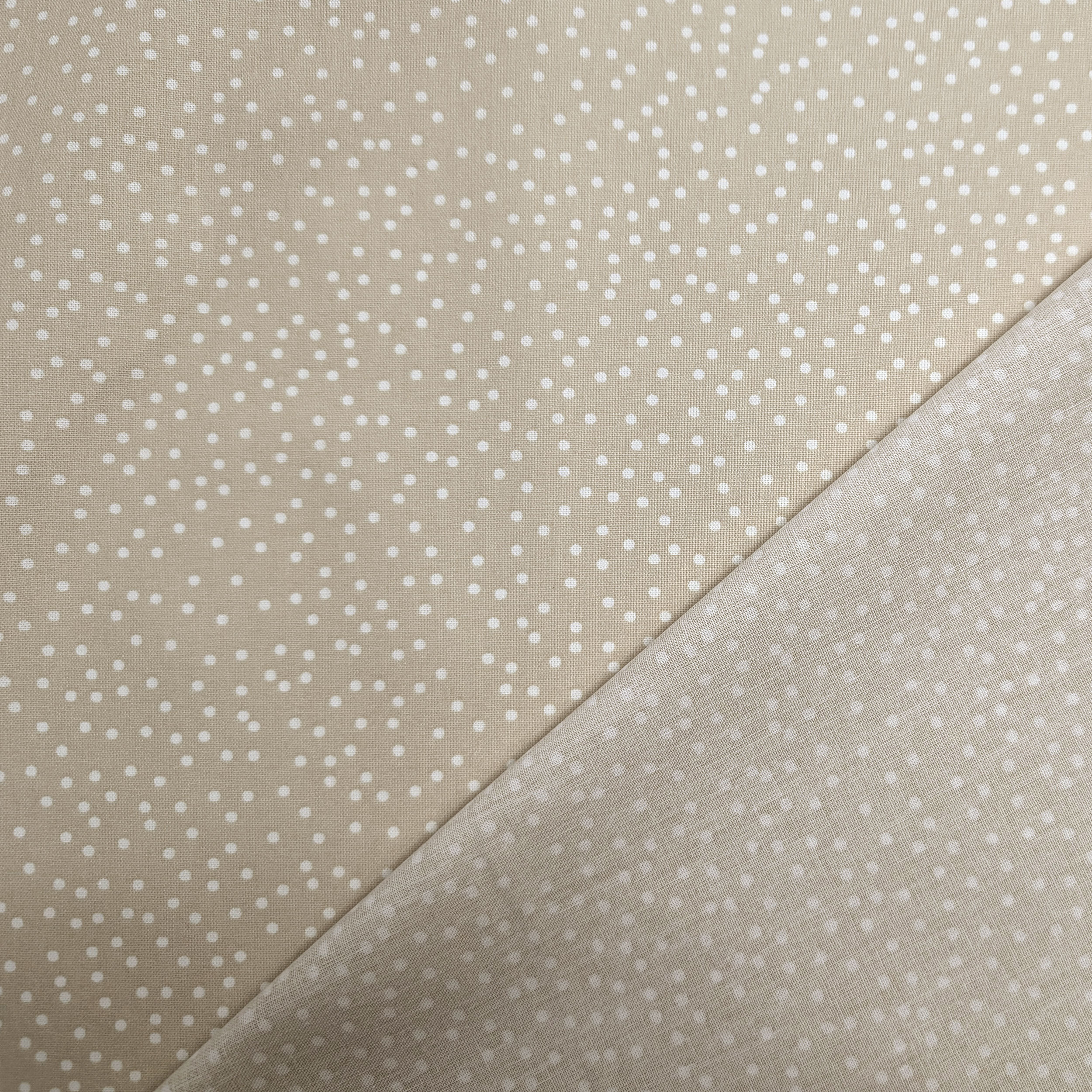 Popeline Cotone Pois Bianchi Sfondo Beige Image